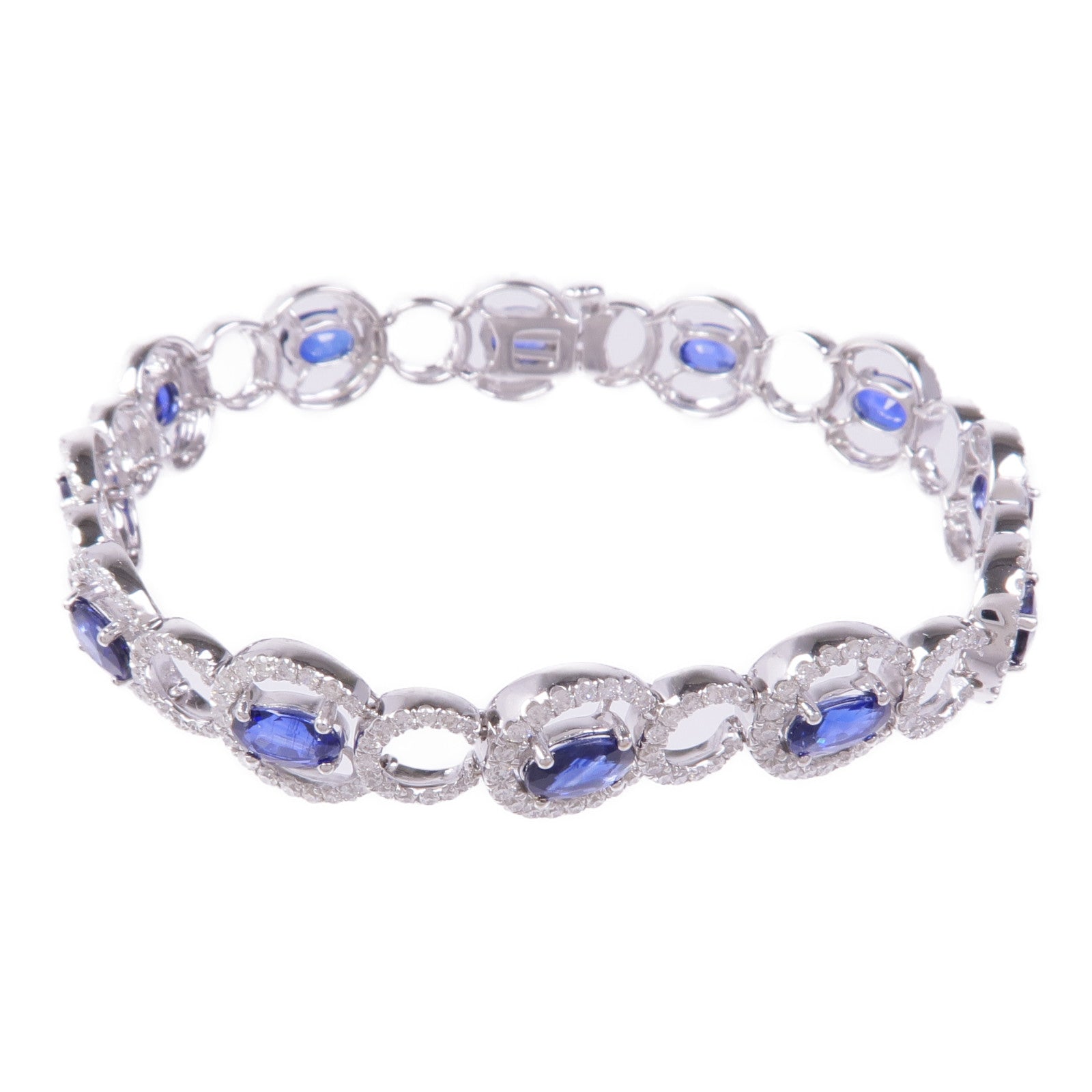 JEWELRY Sapphire Diamond Bracelet 18K White Gold