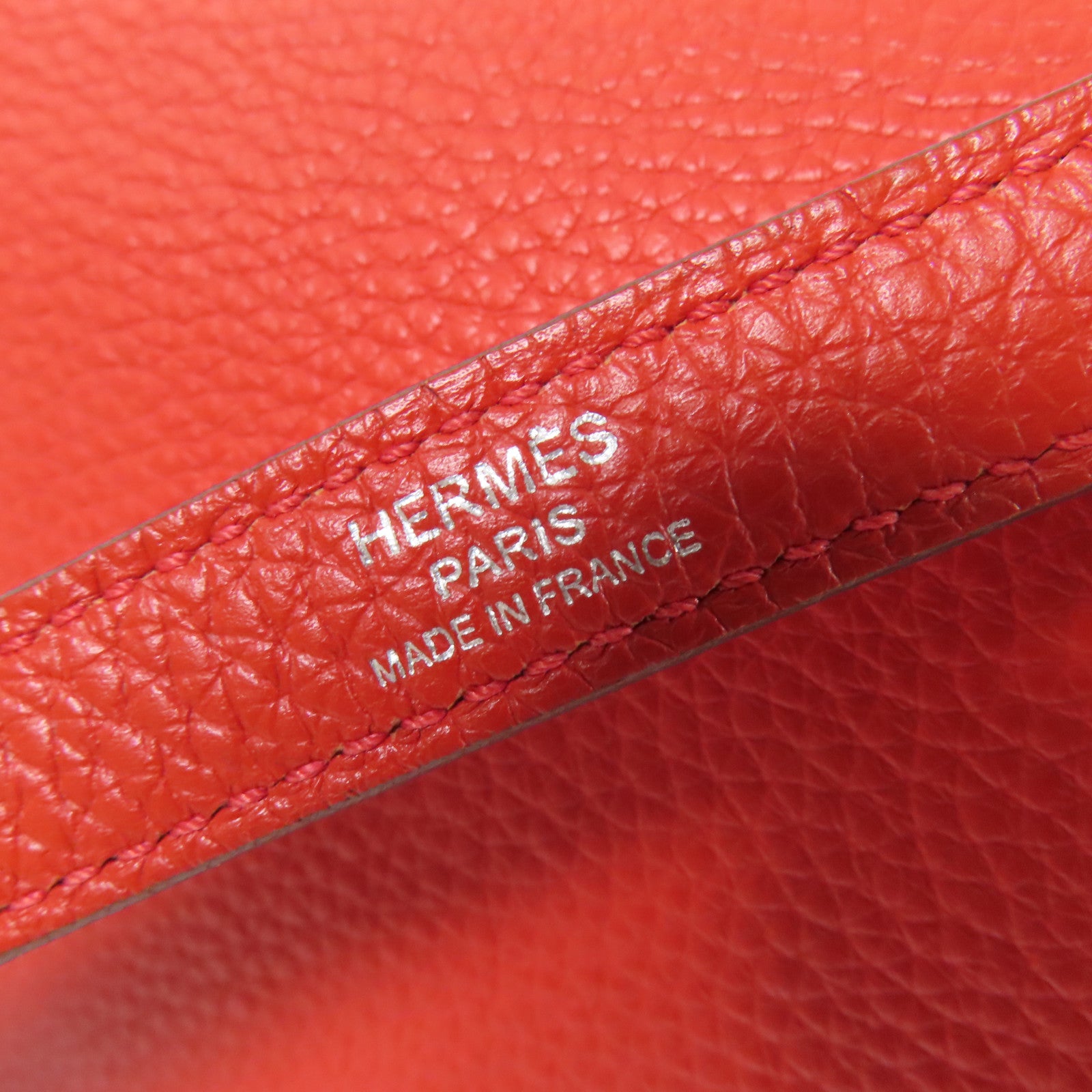 HERMES Clemence皮革Kelly 32銀扣手挽肩背兩用袋Rouge Casaque
