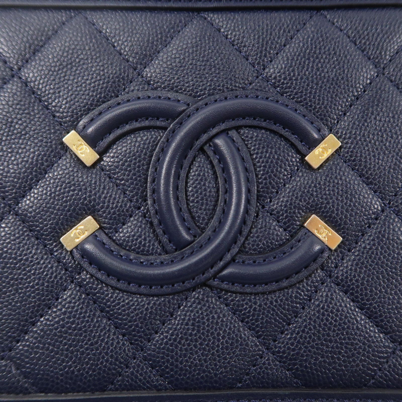 CHANEL 牛皮皮革Vanity Case鏈帶手挽肩背兩用袋