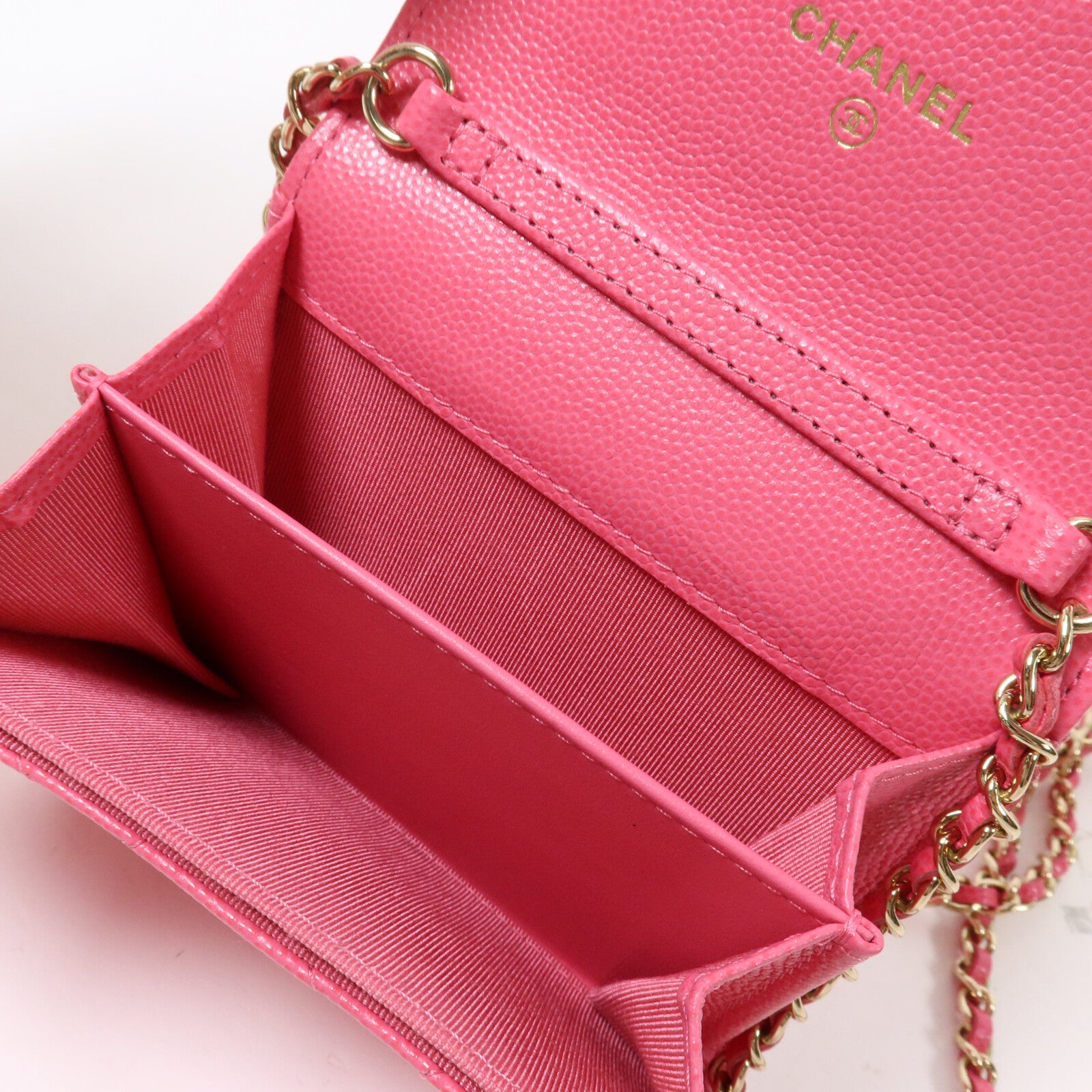 CHANEL 牛皮皮革Quiled Flap Card Holder On Chain鏈帶肩背袋