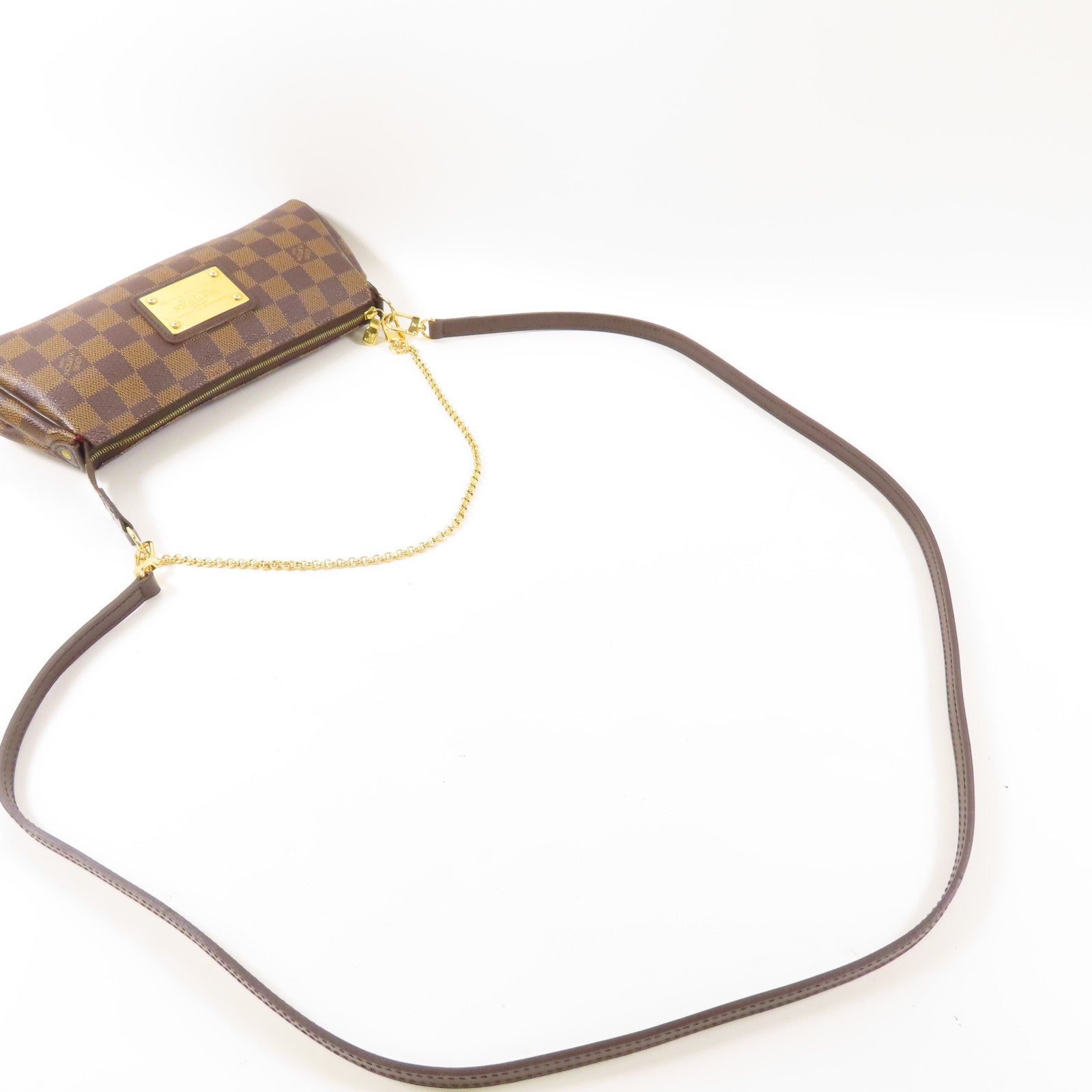 LOUIS VUITTON Damier Eva金扣手挽肩背兩用袋棕色