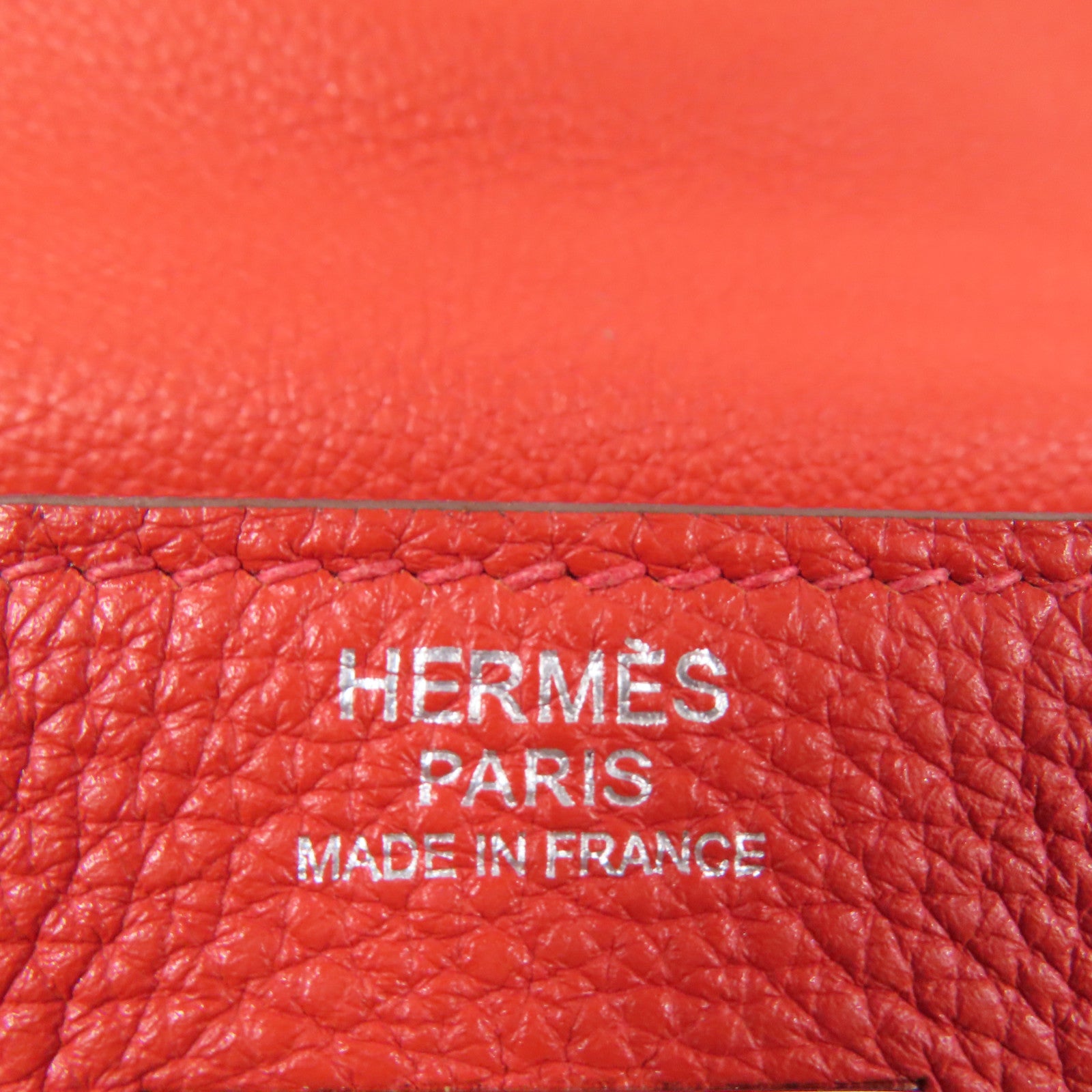 HERMES Clemence皮革Kelly 32銀扣手挽肩背兩用袋Rouge Casaque