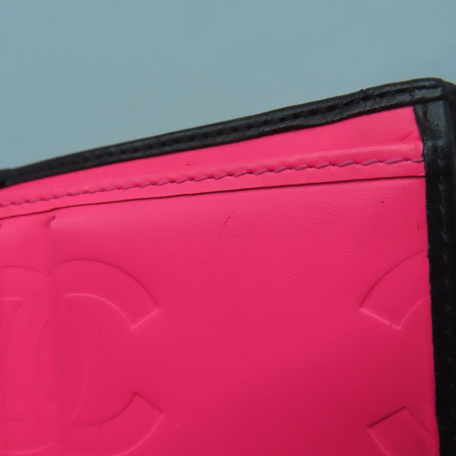 CHANEL 菱格牛皮皮革Cambon Line Wallet銀扣錢包黑色