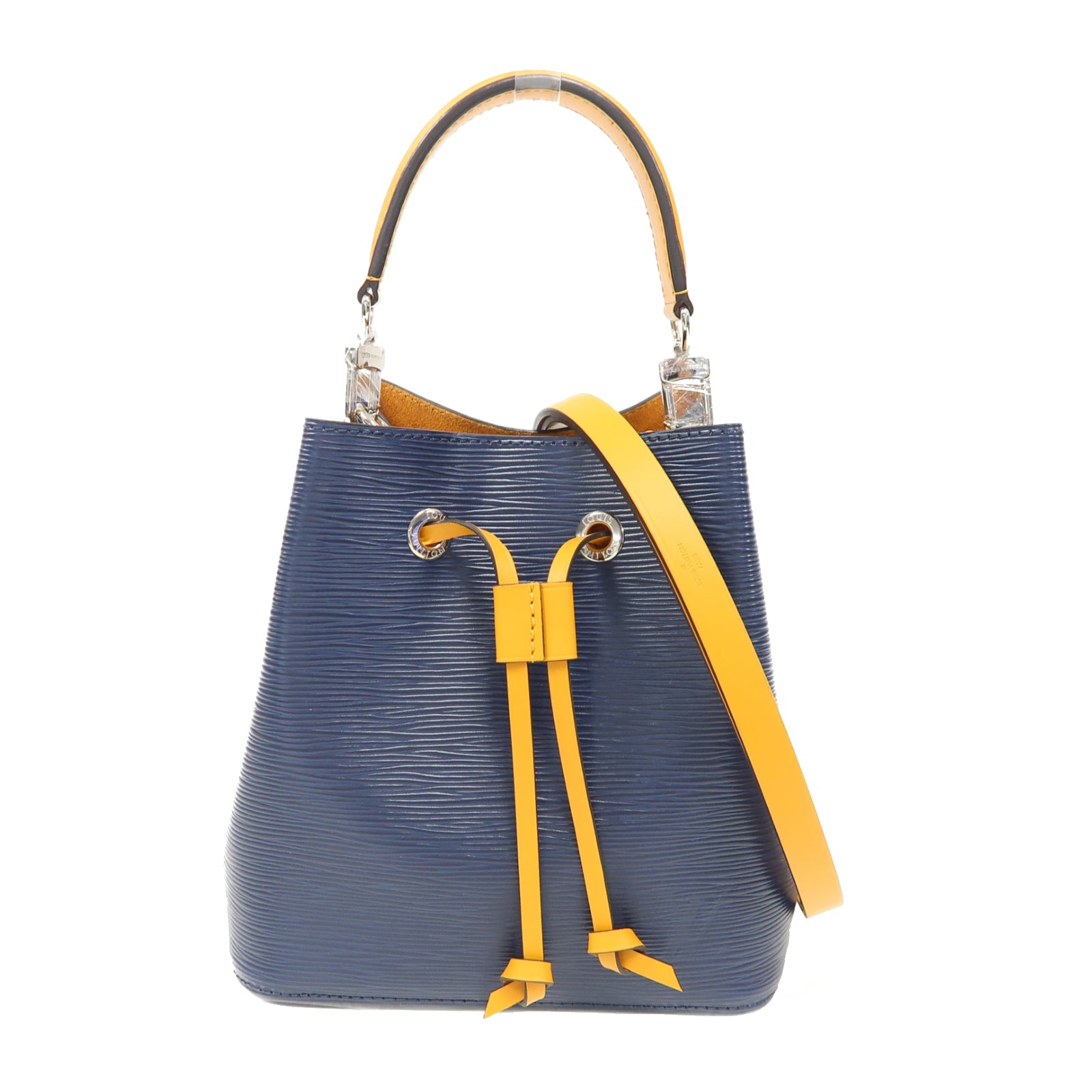LOUIS VUITTON Epi Neo Noe BB銀扣手挽肩背兩用袋藍色/黃色