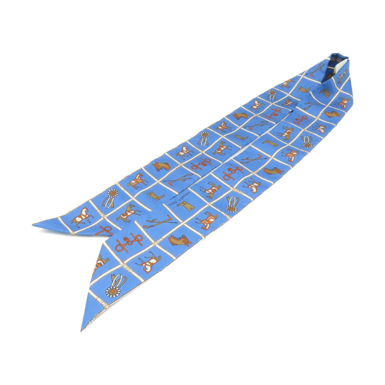 HERMES 【激減優惠】絲質Twilly Scarf絲巾藍色/啡色/彩色
