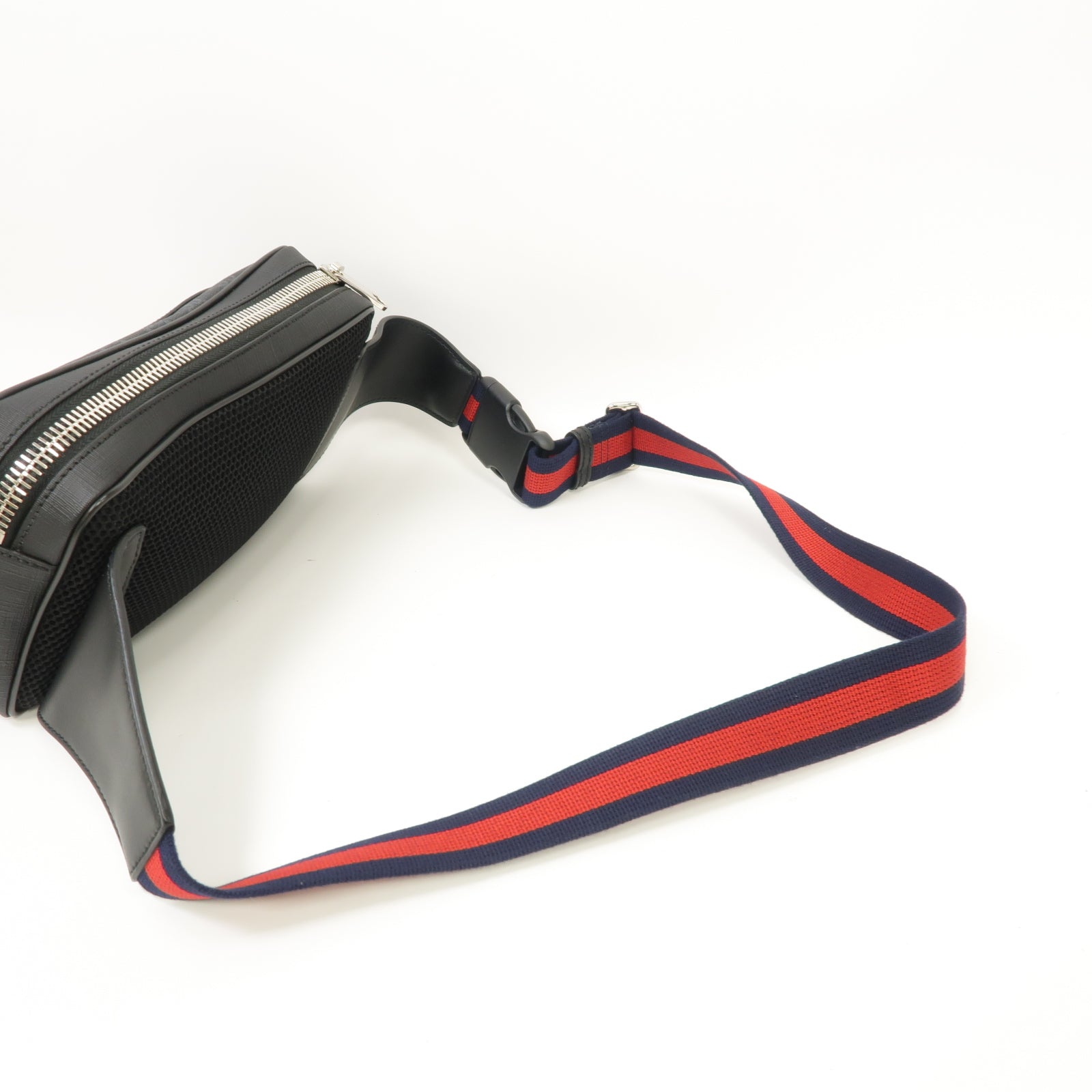 GUCCI 塗層帆布GG Waist Bag銀扣腰包黑色