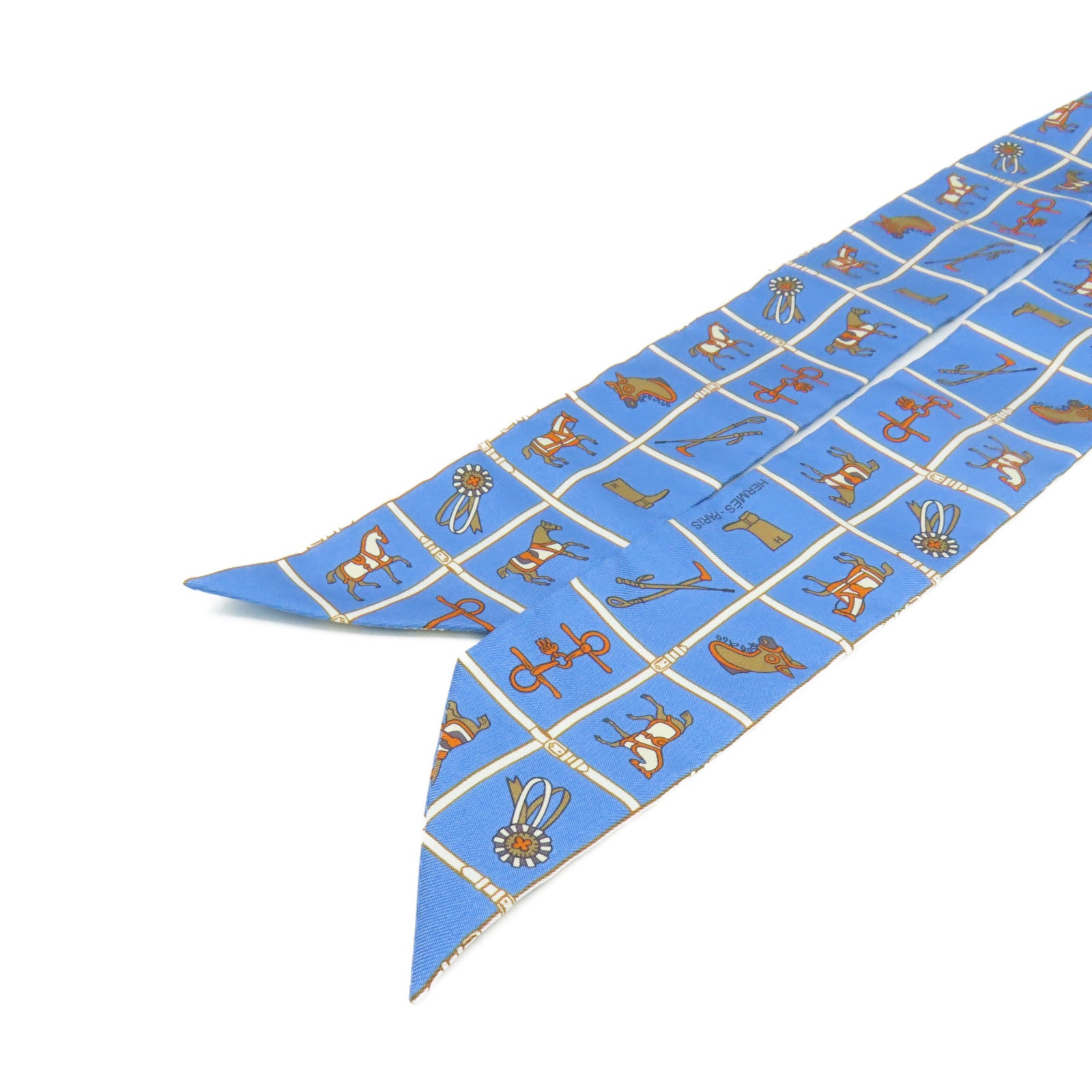 HERMES 【激減優惠】絲質Twilly Scarf絲巾藍色/啡色/彩色