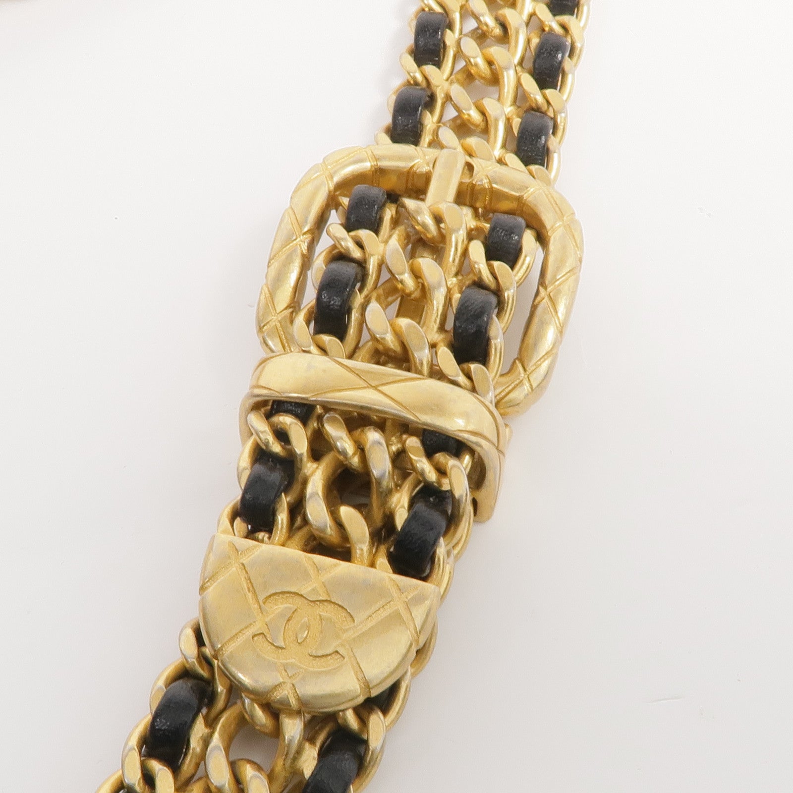 CHANEL 牛皮皮革Chain Shoulder金扣鏈帶肩背袋