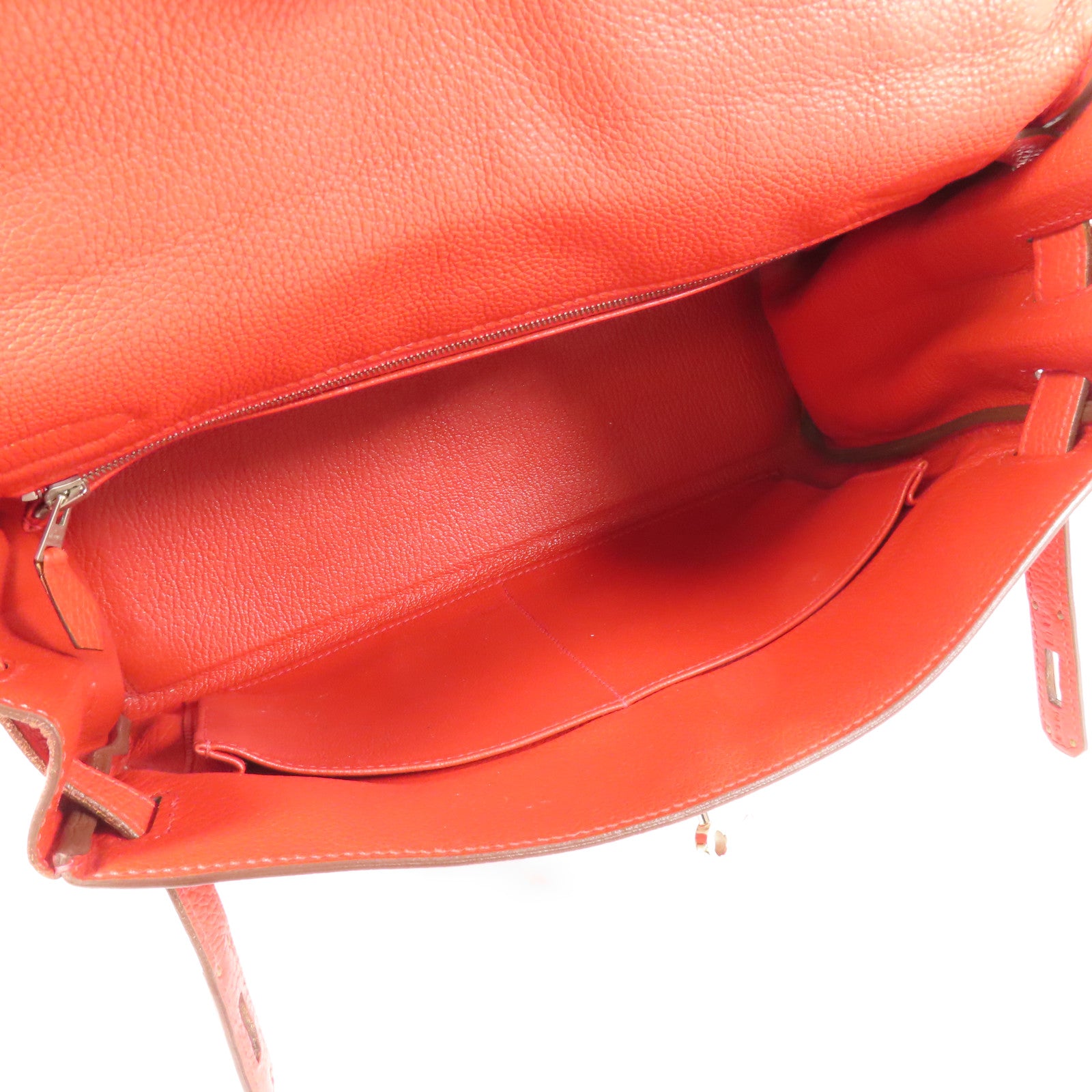 HERMES Clemence皮革Kelly 32銀扣手挽肩背兩用袋Rouge Casaque