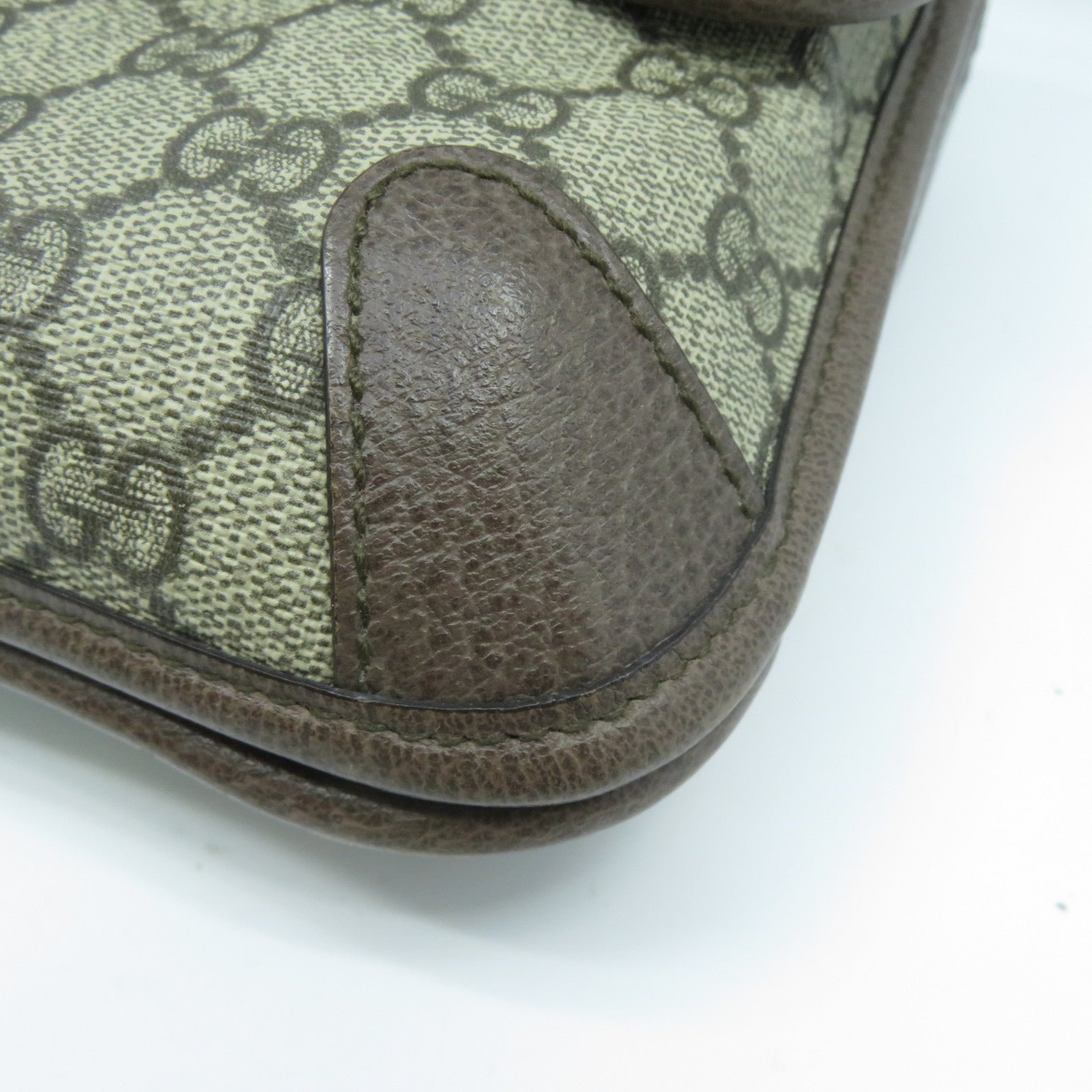 GUCCI 塗層帆布/皮革Neo Vintage Small Messenger Bag金扣肩背袋啡色