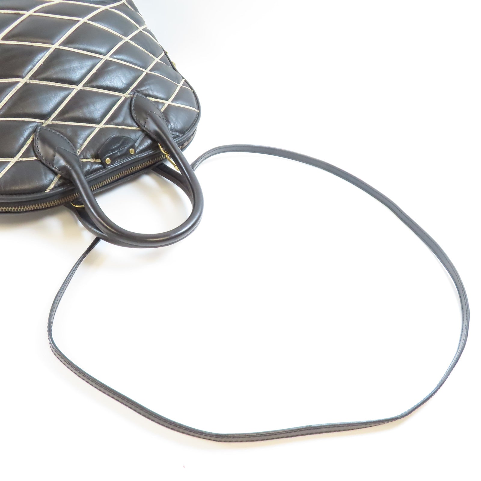 LOUIS VUITTON 羊皮皮革Alma PM金扣手挽肩背兩用袋黑色