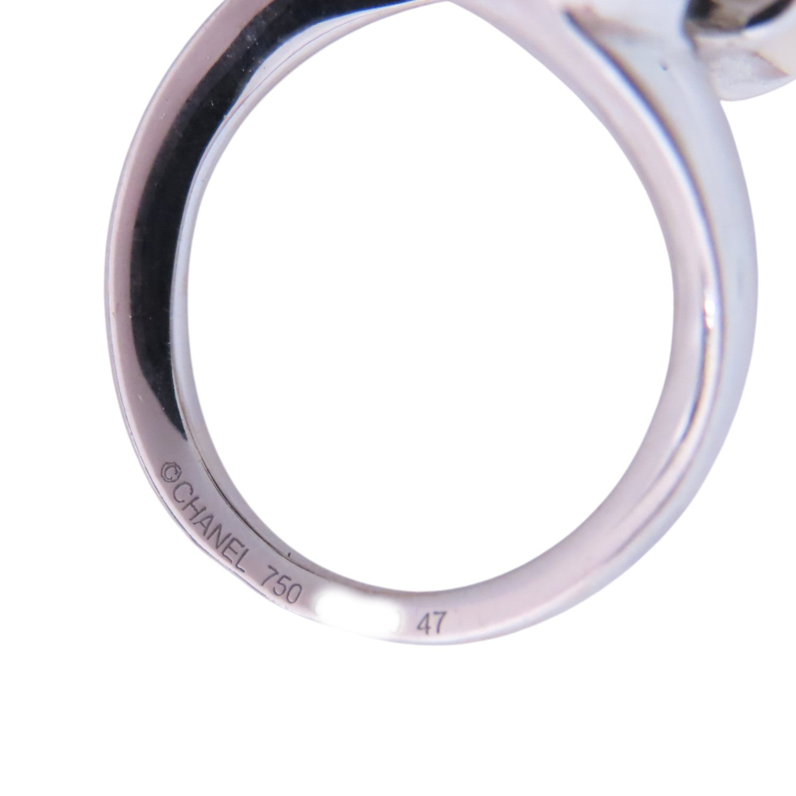 CHANEL 18K白金/陶瓷Camellia Diamond Ring鑽石戒指#47/US#3.75