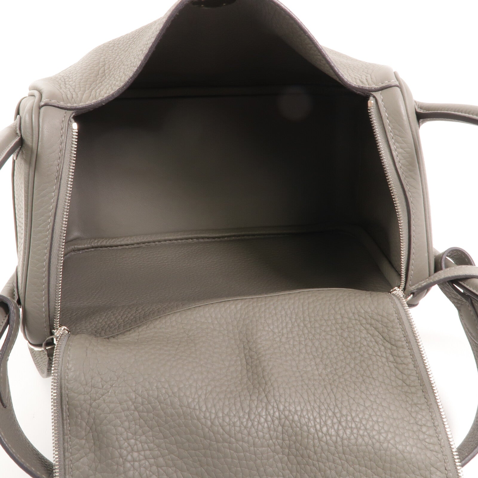 HERMES Clemence皮革Lindy 26手挽肩背兩用袋Gris Meyer