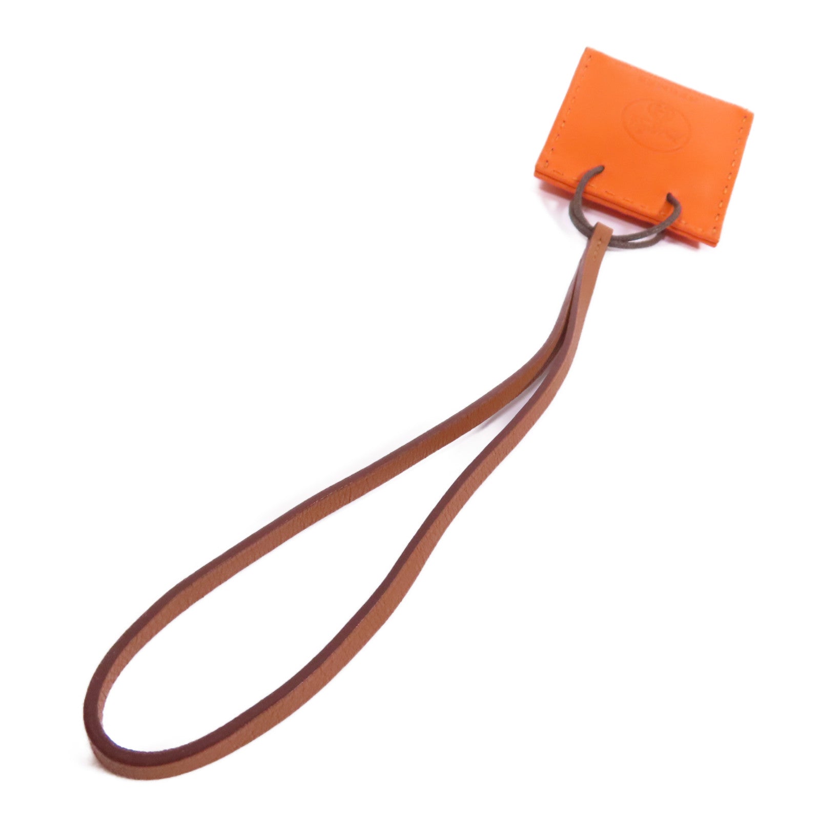 HERMES Swift皮革Shopping Bag Charm掛飾93 Orange經典橘