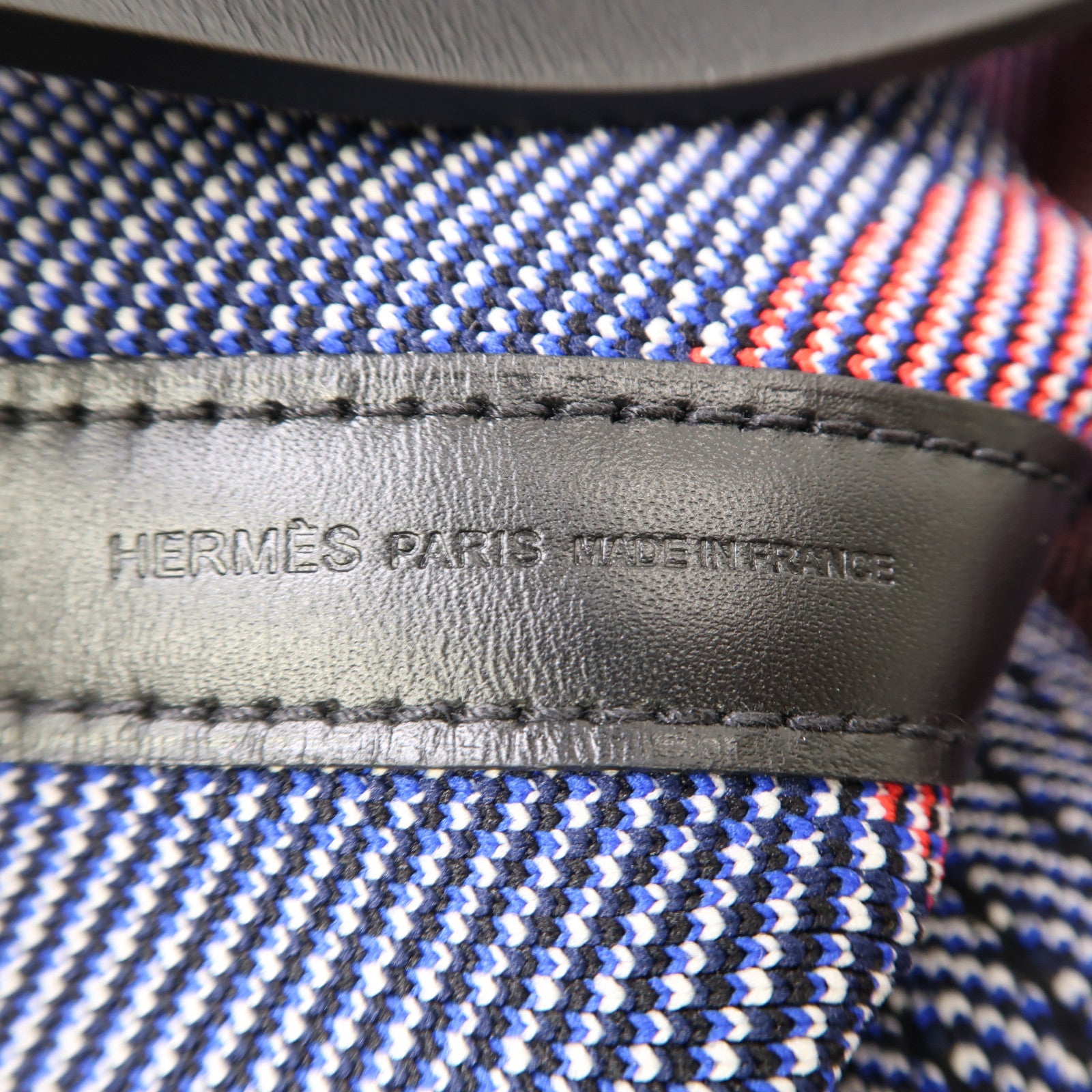 HERMES 彈性網布/Hunter皮革Etriviere Shoulder MM Dynamo Bag銀扣肩背袋藍色/紅色