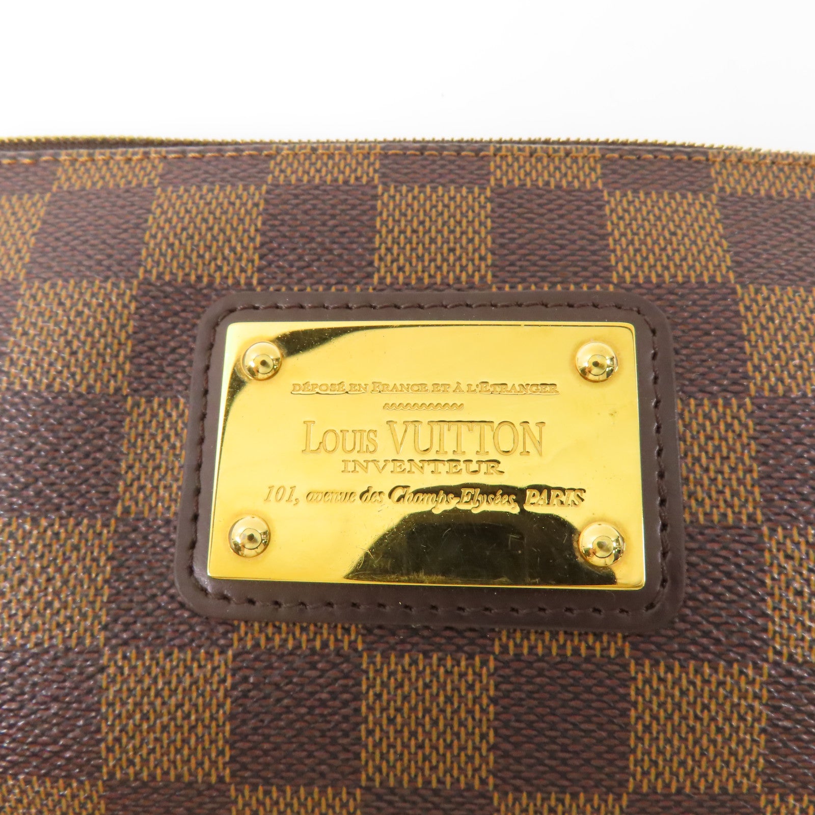 LOUIS VUITTON Damier Eva金扣手挽肩背兩用袋棕色
