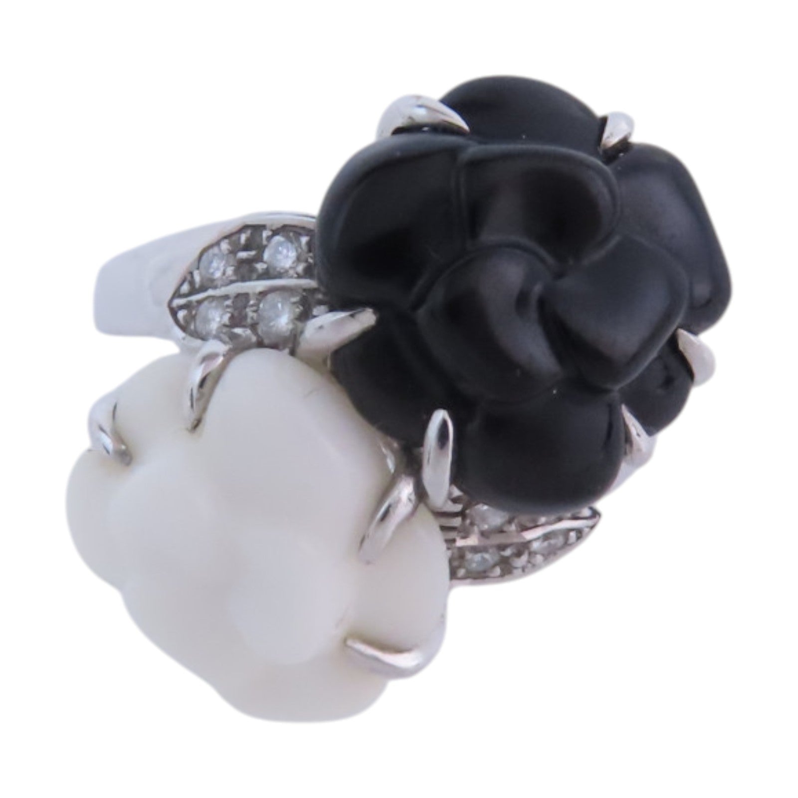 CHANEL 18K白金/陶瓷Camellia Diamond Ring鑽石戒指#47/US#3.75