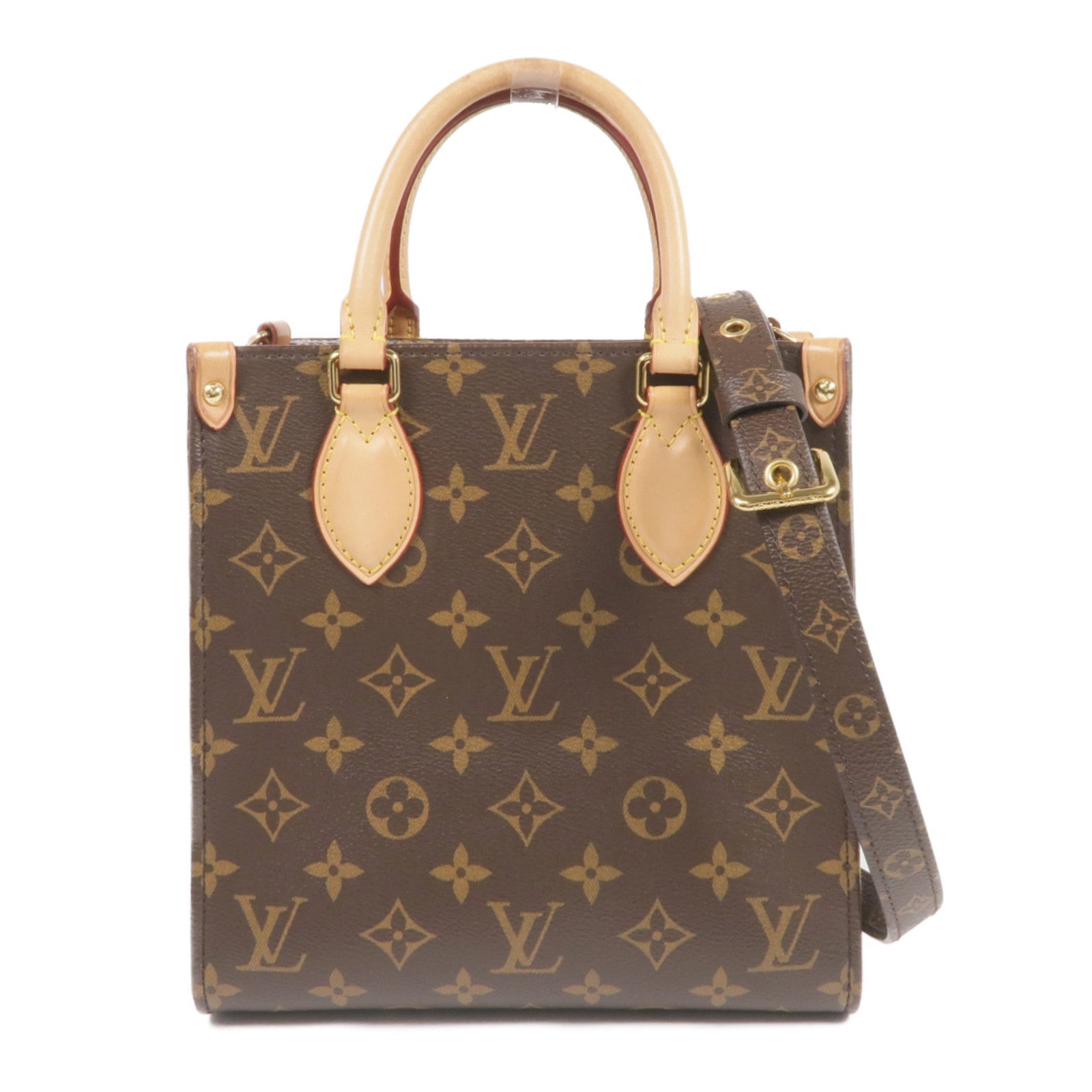 LOUIS VUITTON Monogram Sac Plat BB金扣手挽肩背兩用袋