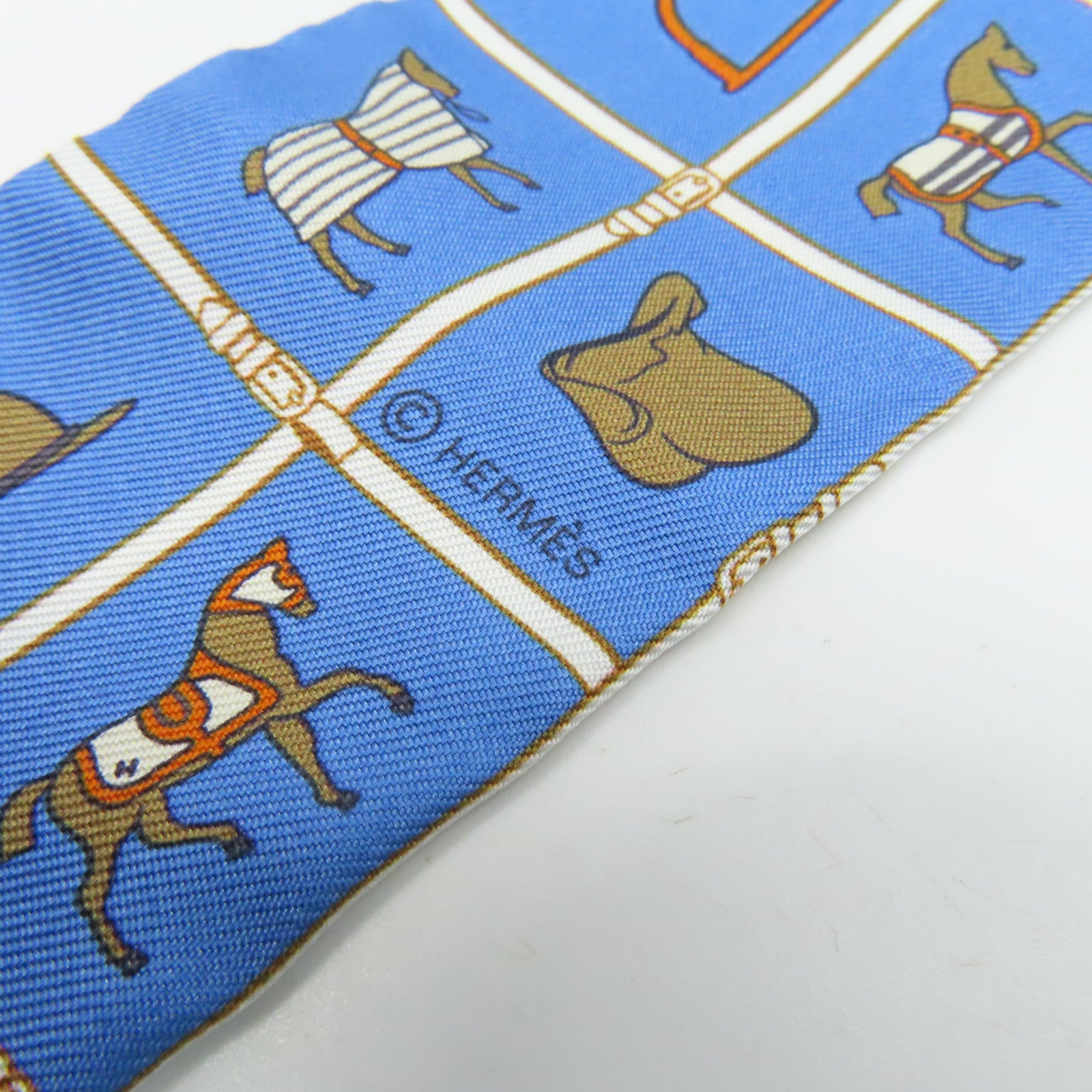 HERMES 【激減優惠】絲質Twilly Scarf絲巾藍色/啡色/彩色