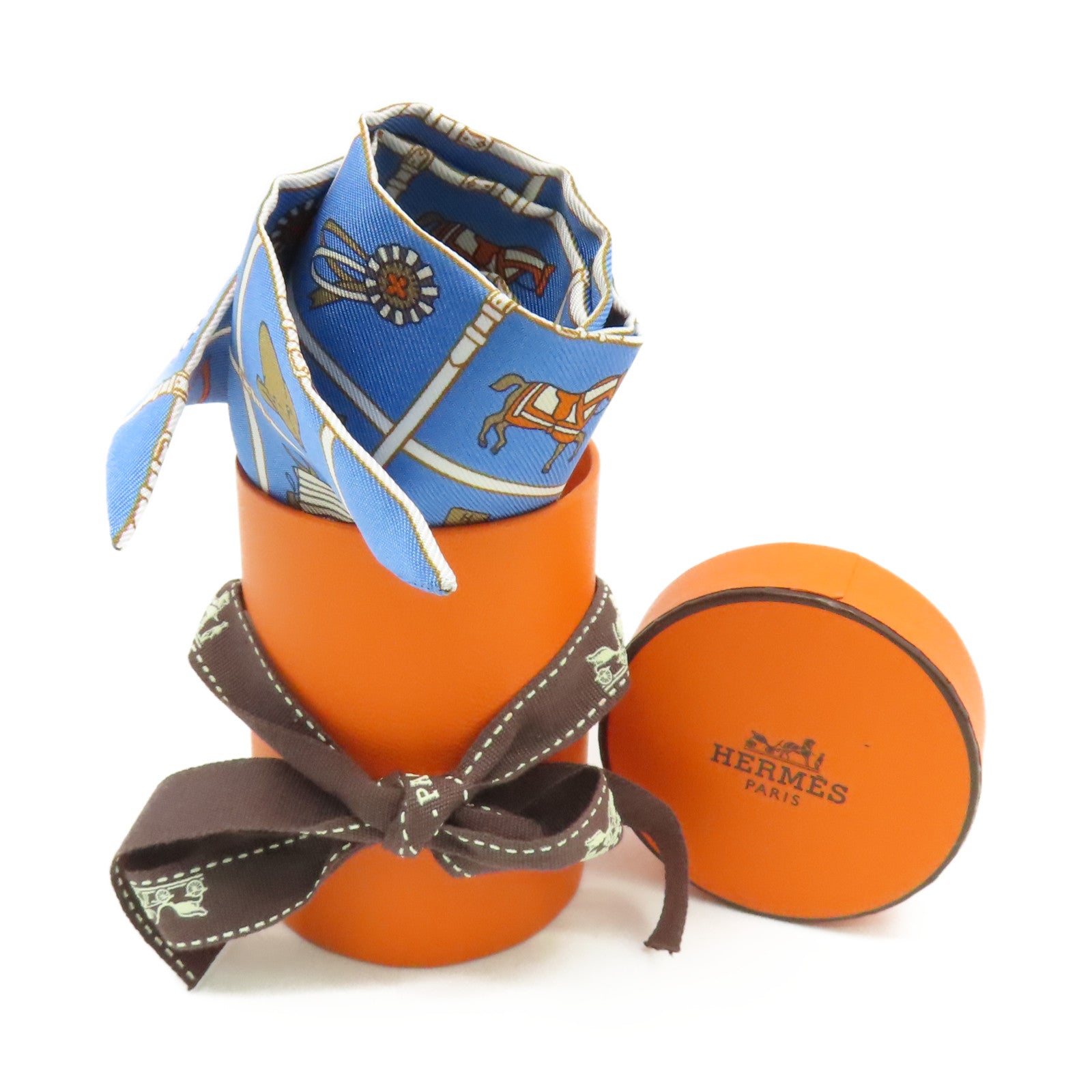 HERMES 【激減優惠】絲質Twilly Scarf絲巾藍色/啡色/彩色