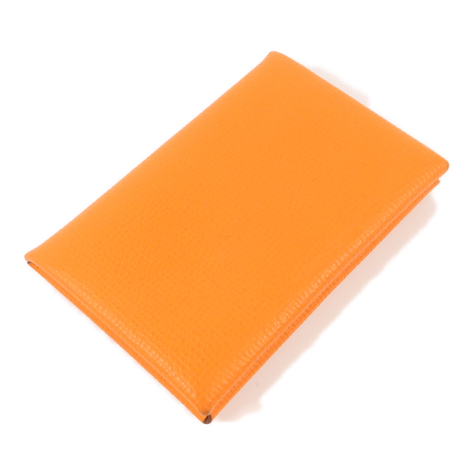 HERMES Epsom皮革Calvi Card Holder卡片套Orange/Lime