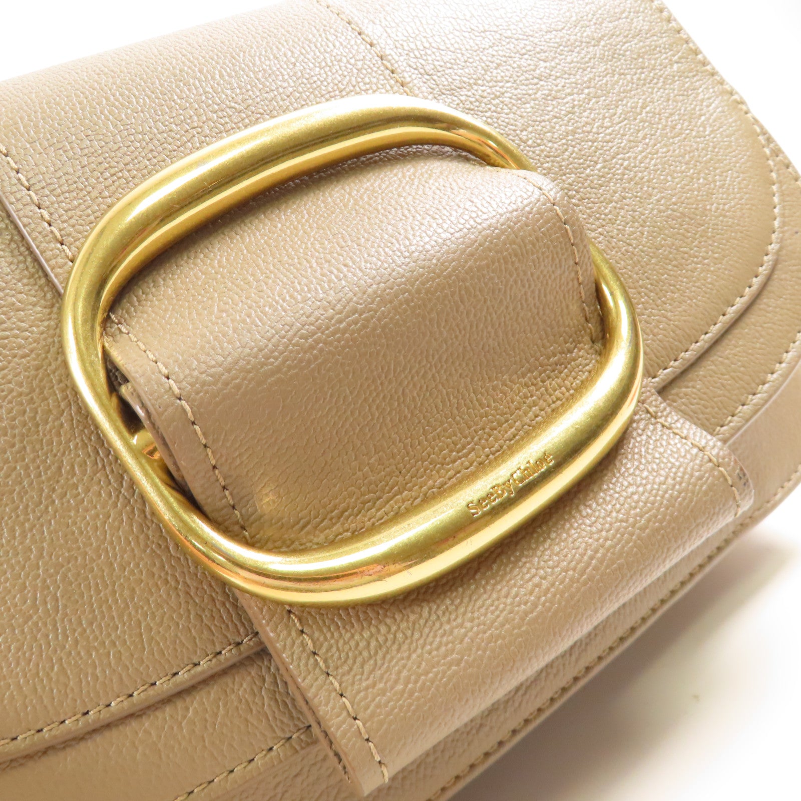 Chloe 牛皮皮革Shoulder Bag金扣鏈帶肩背袋