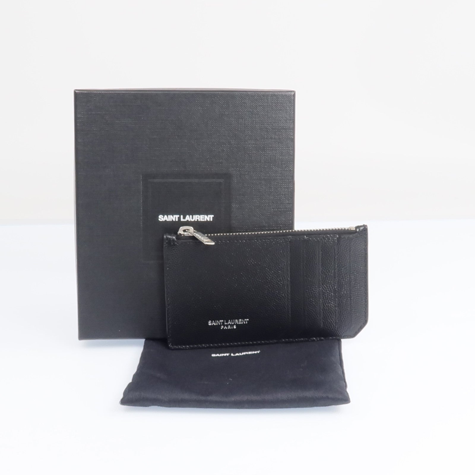 SAINT LAURENT 牛皮皮革Card Case銀扣卡片套