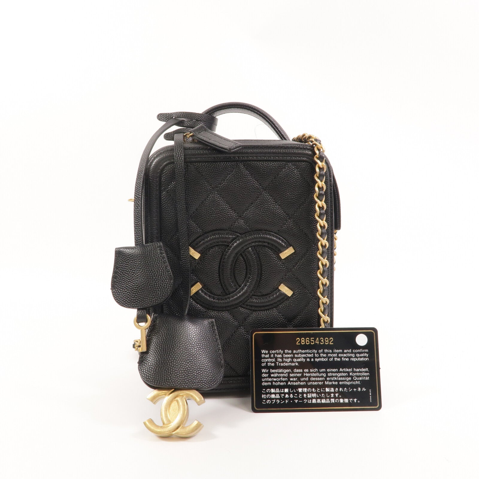 CHANEL 牛皮皮革North South Vanity鏈帶手挽肩背兩用袋