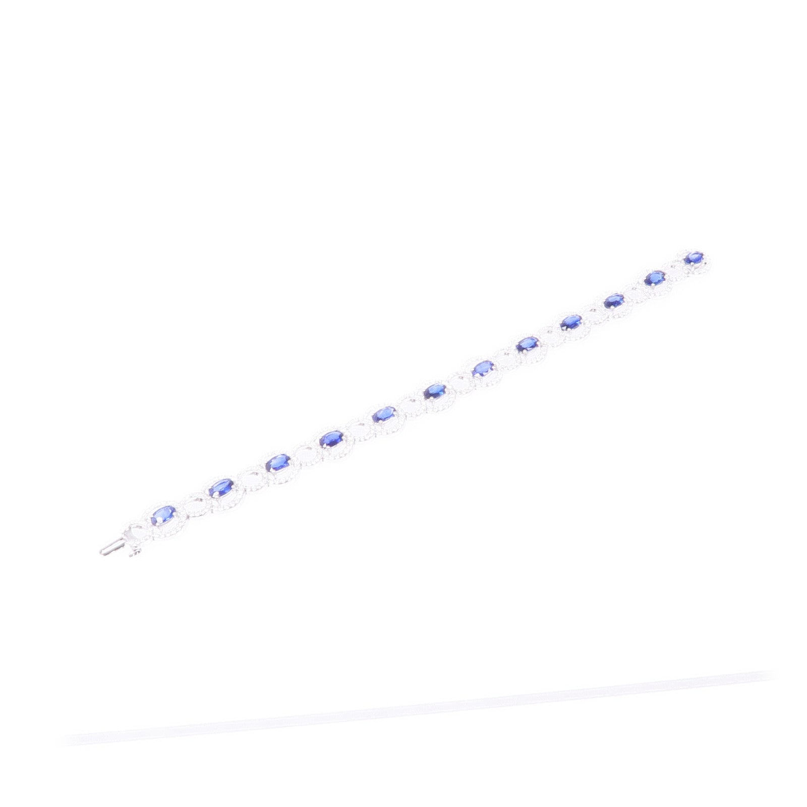JEWELRY Sapphire Diamond Bracelet 18K White Gold