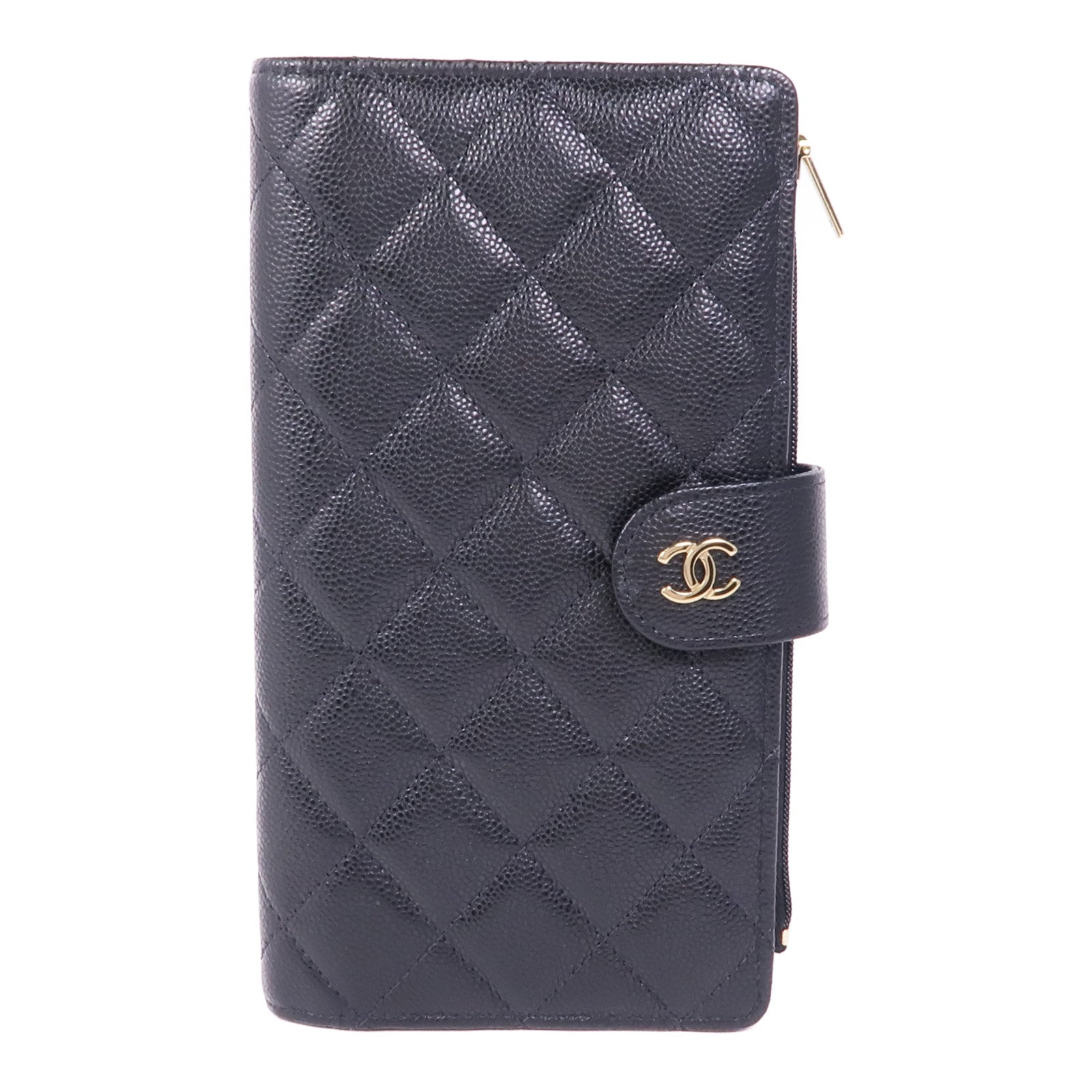 CHANEL 牛皮皮革Long Wallet金扣長錢包