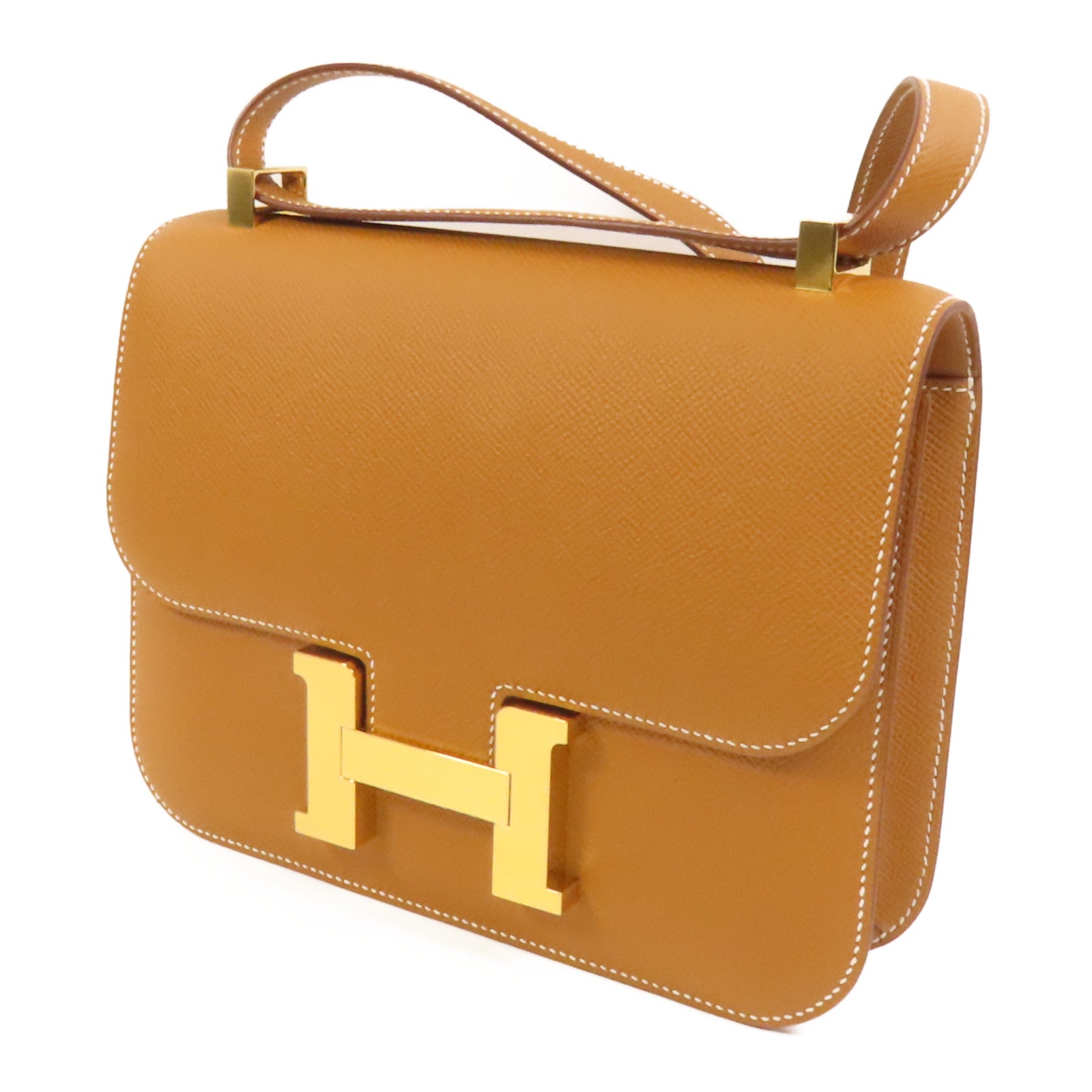 HERMES Epsom皮革Constance 24金扣肩背袋Gold