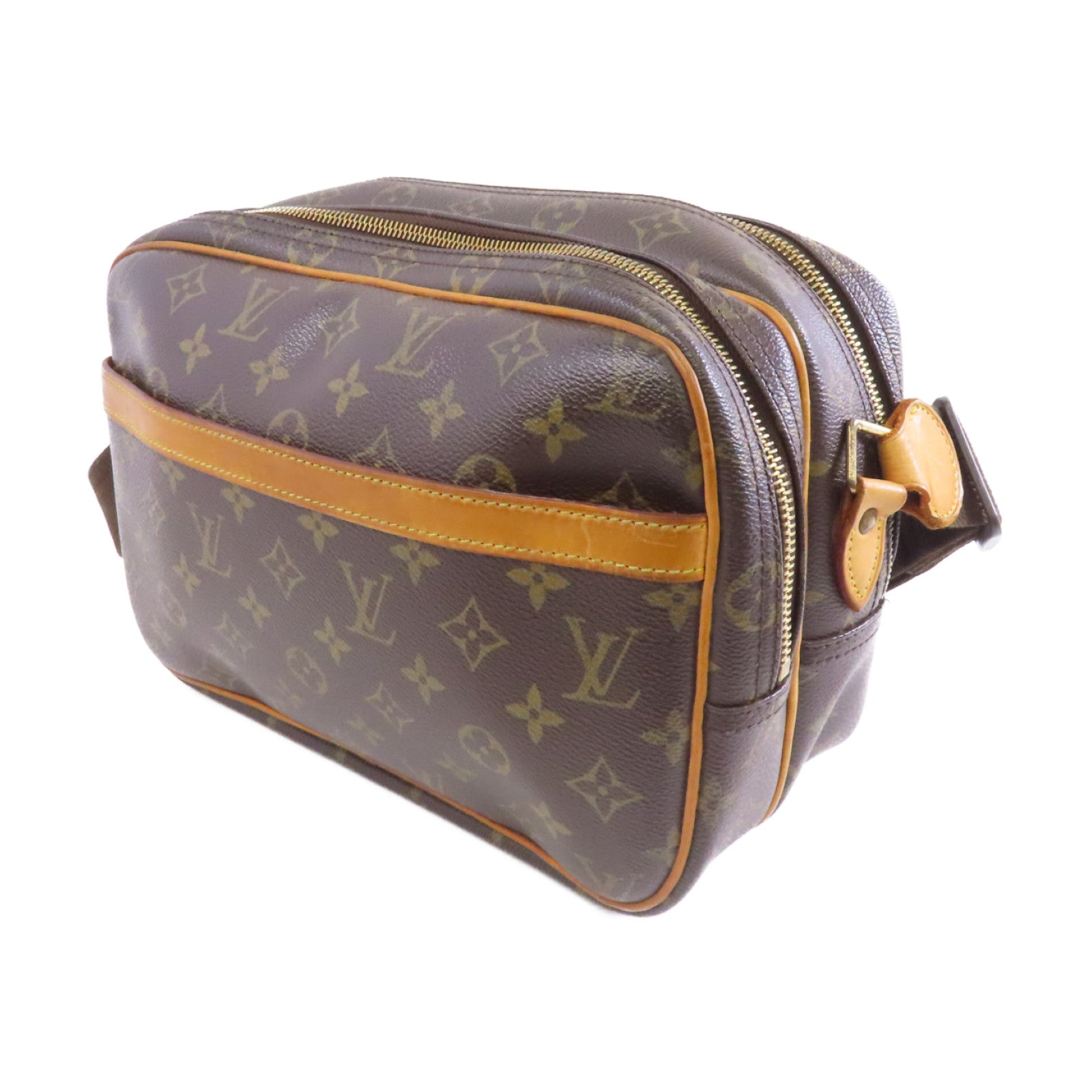 LOUIS VUITTON Monogram Reporter PM金扣肩背袋啡色