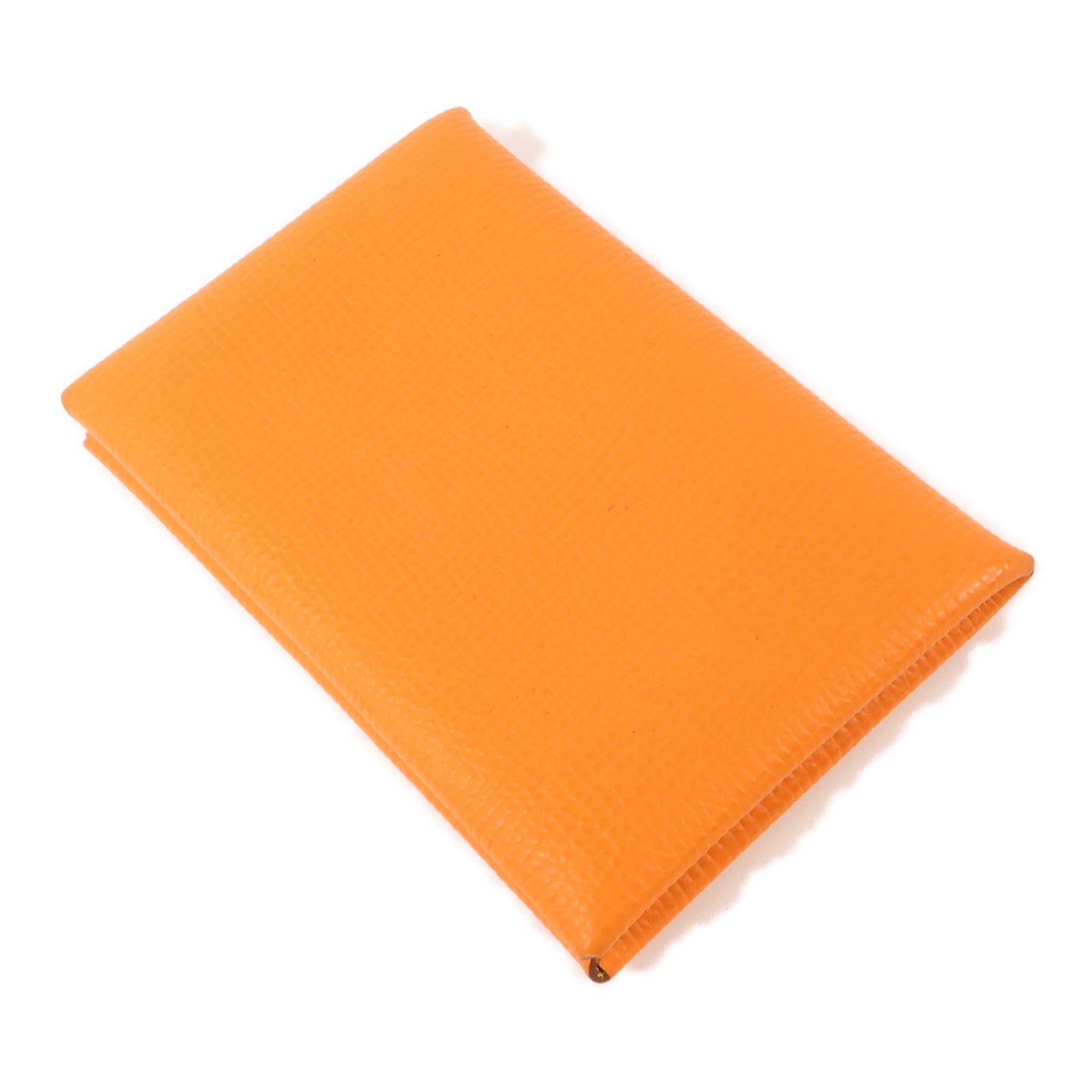 HERMES Epsom皮革Calvi Card Holder卡片套Orange/Lime