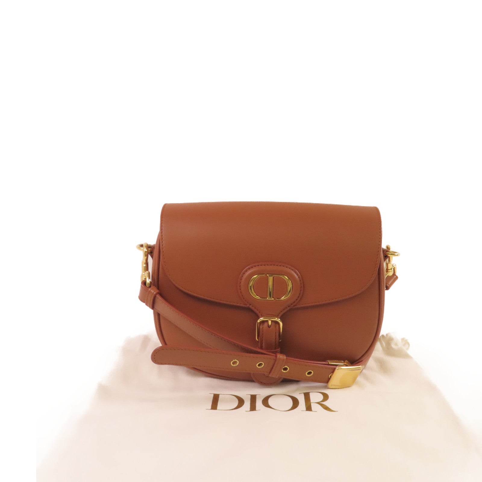 Dior 牛皮皮革Bobby Shoulder Bag金扣肩背袋啡色