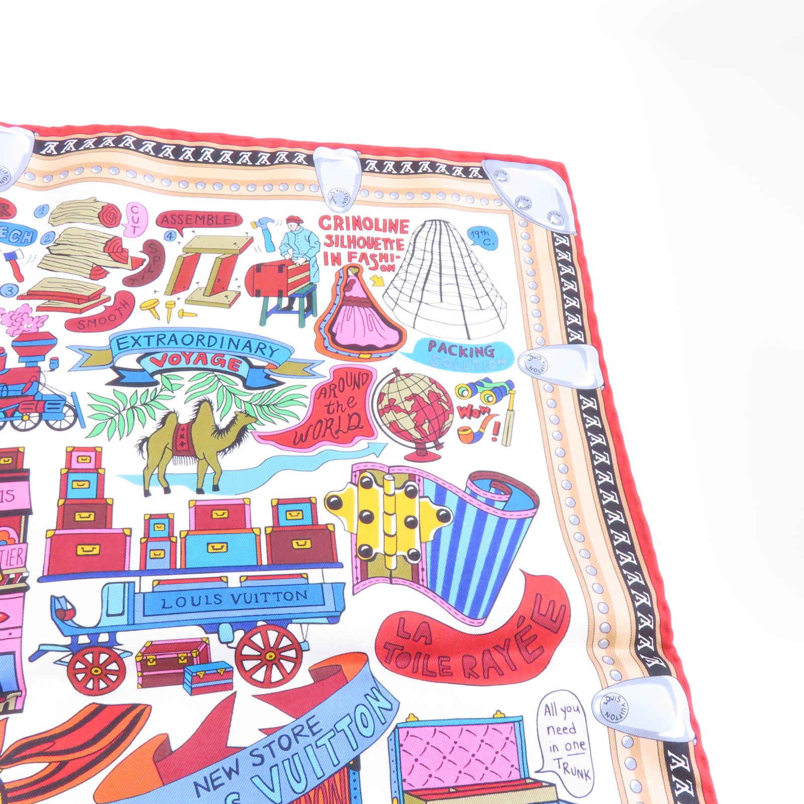 LOUIS VUITTON 絲質Scarf絲巾白色/紅色/彩色