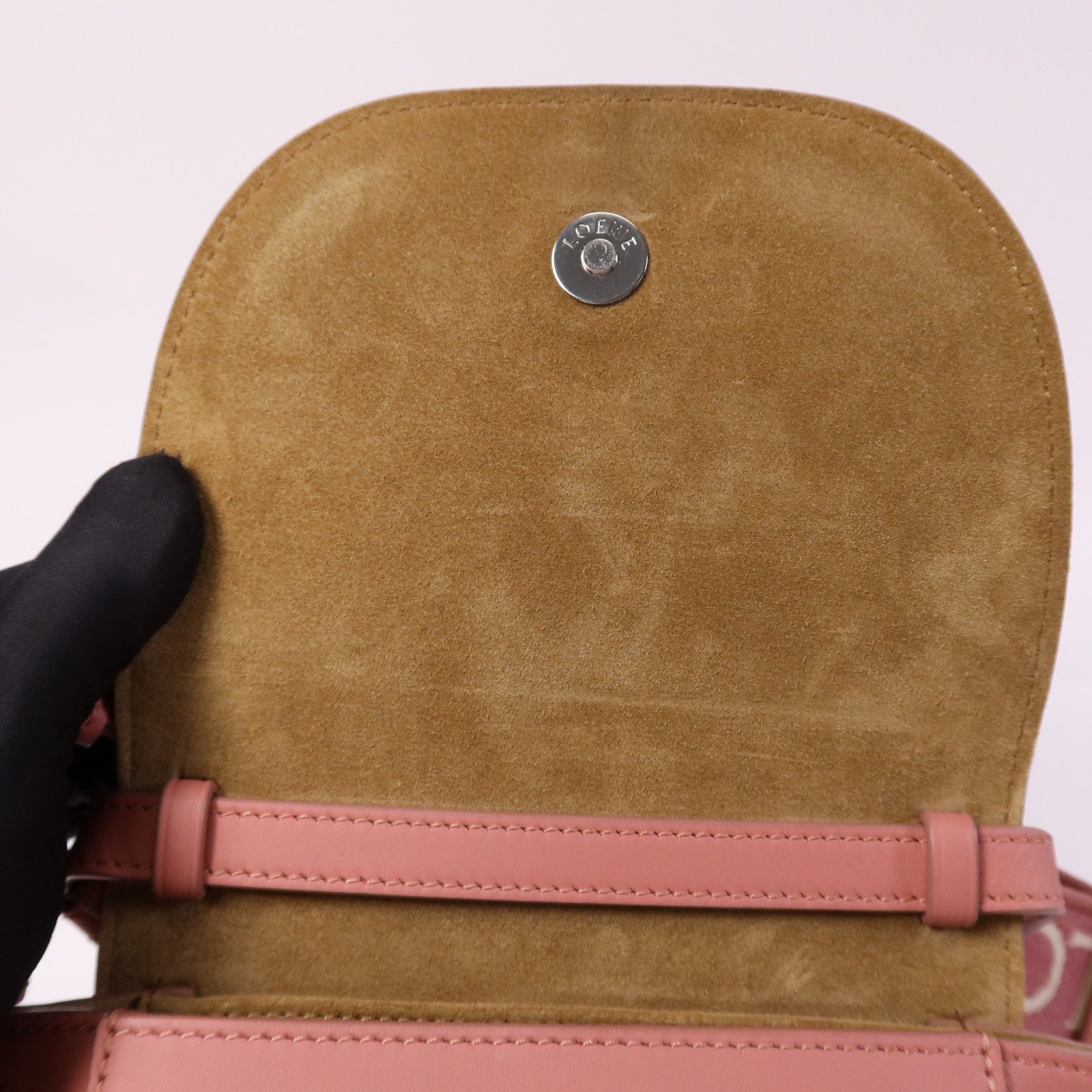LOEWE 牛皮皮革Mini Gate Dual銀扣肩背袋