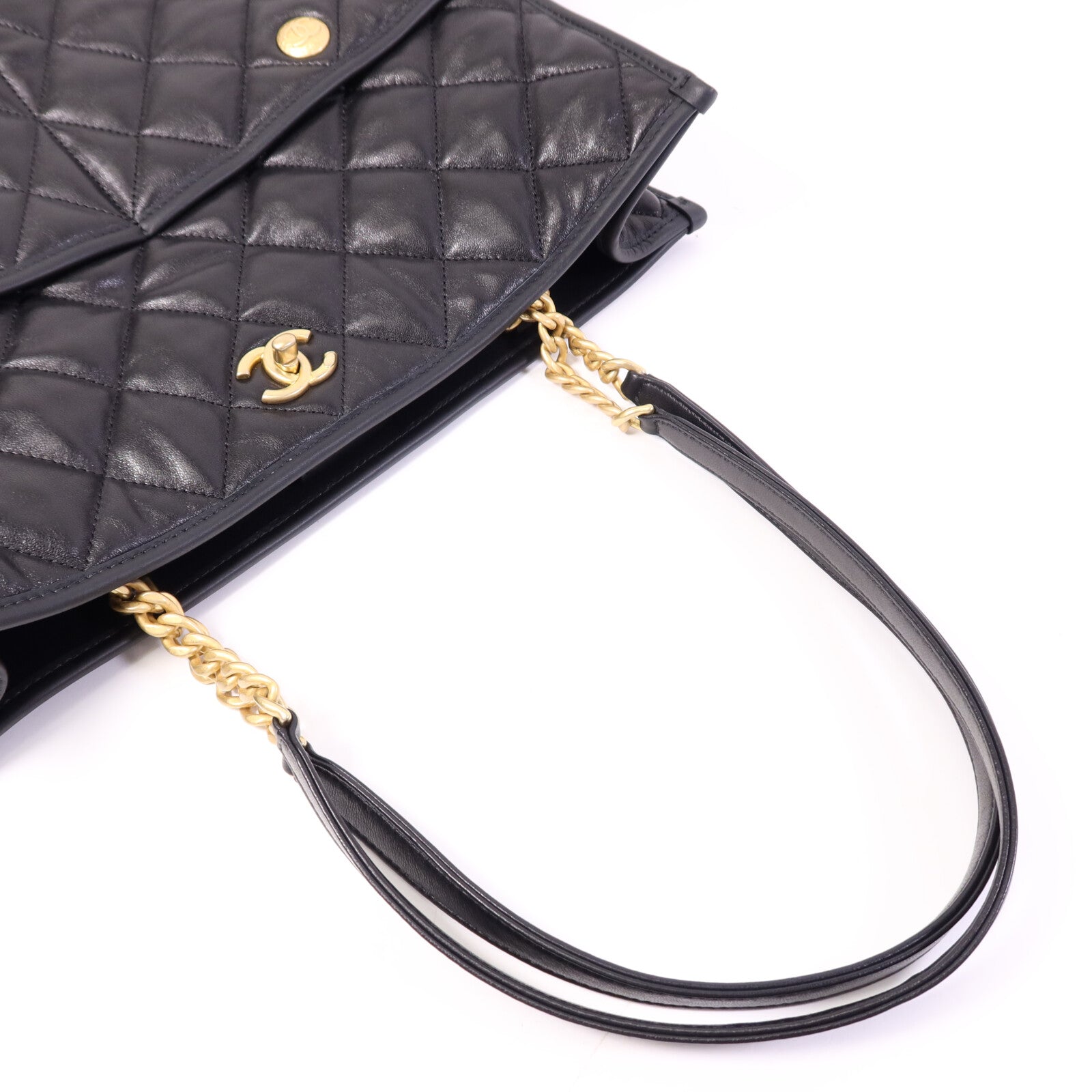 CHANEL 羊皮皮革Tote Bag金扣手挽袋