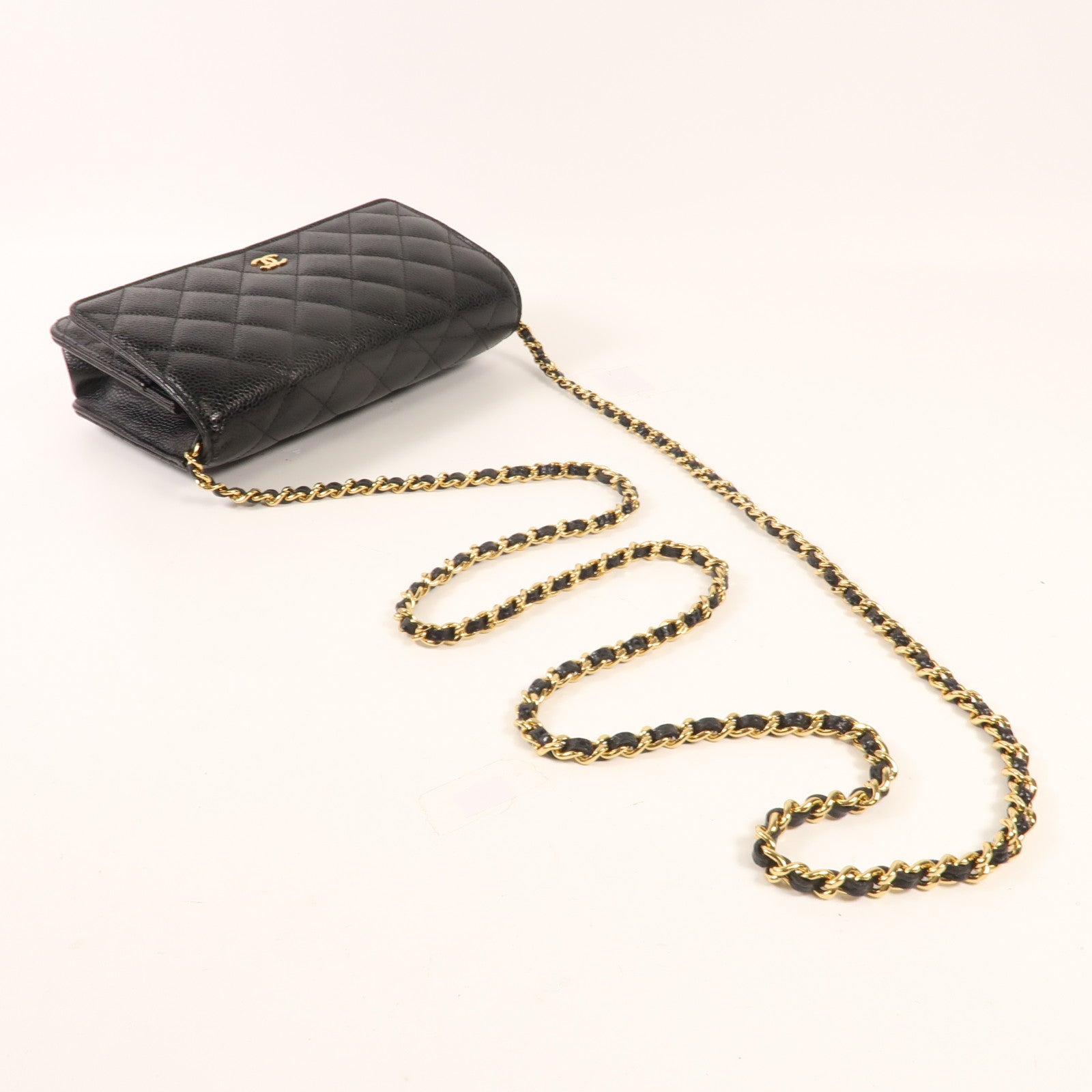 CHANEL 牛皮皮革WOC Wallet On Chain金扣鏈帶肩背袋