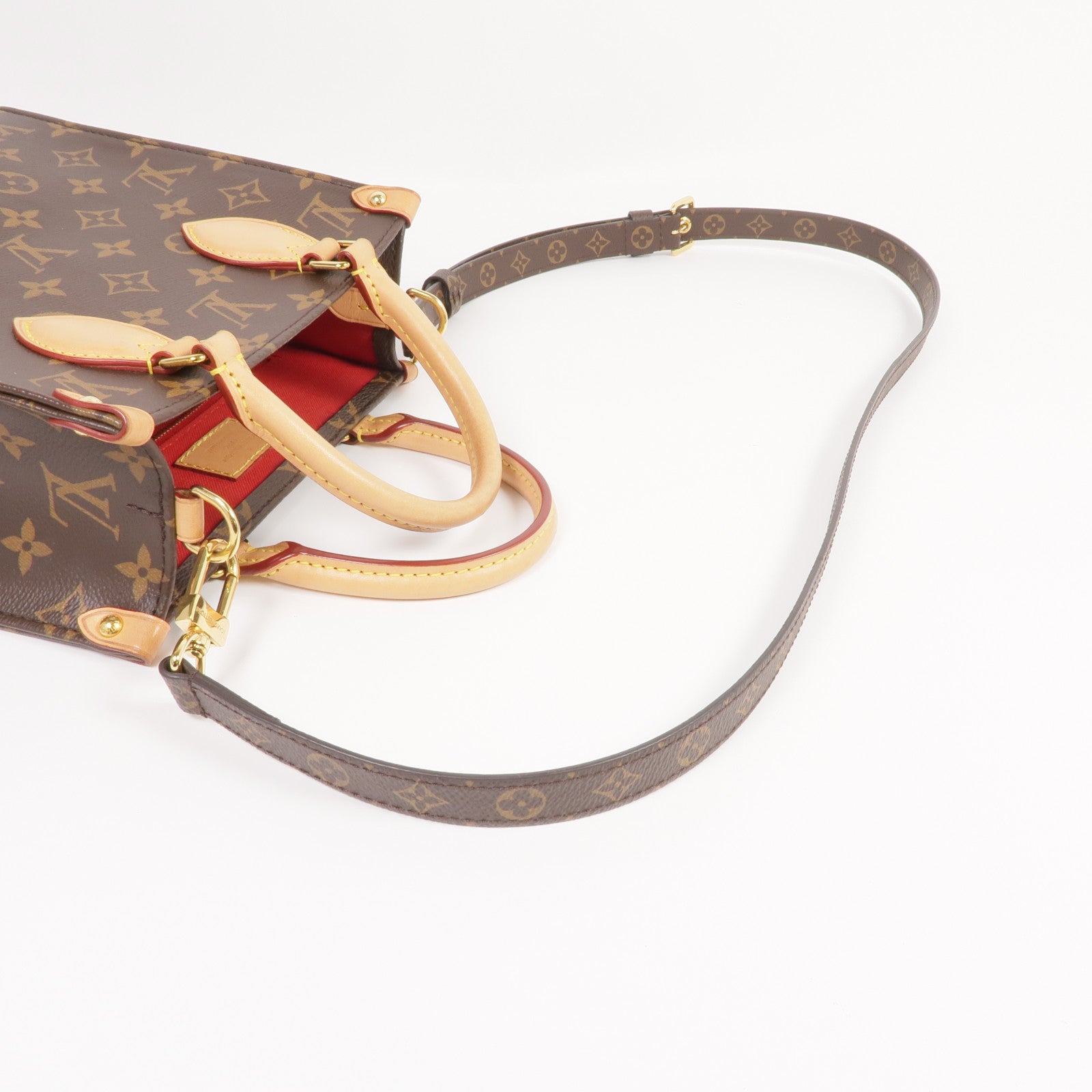 LOUIS VUITTON Monogram Sac Plat BB金扣手挽肩背兩用袋