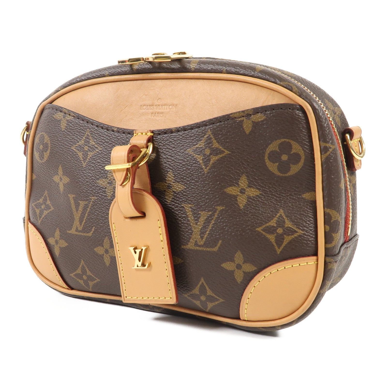 LOUIS VUITTON Monogram Deauville Mini金扣肩背袋棕色