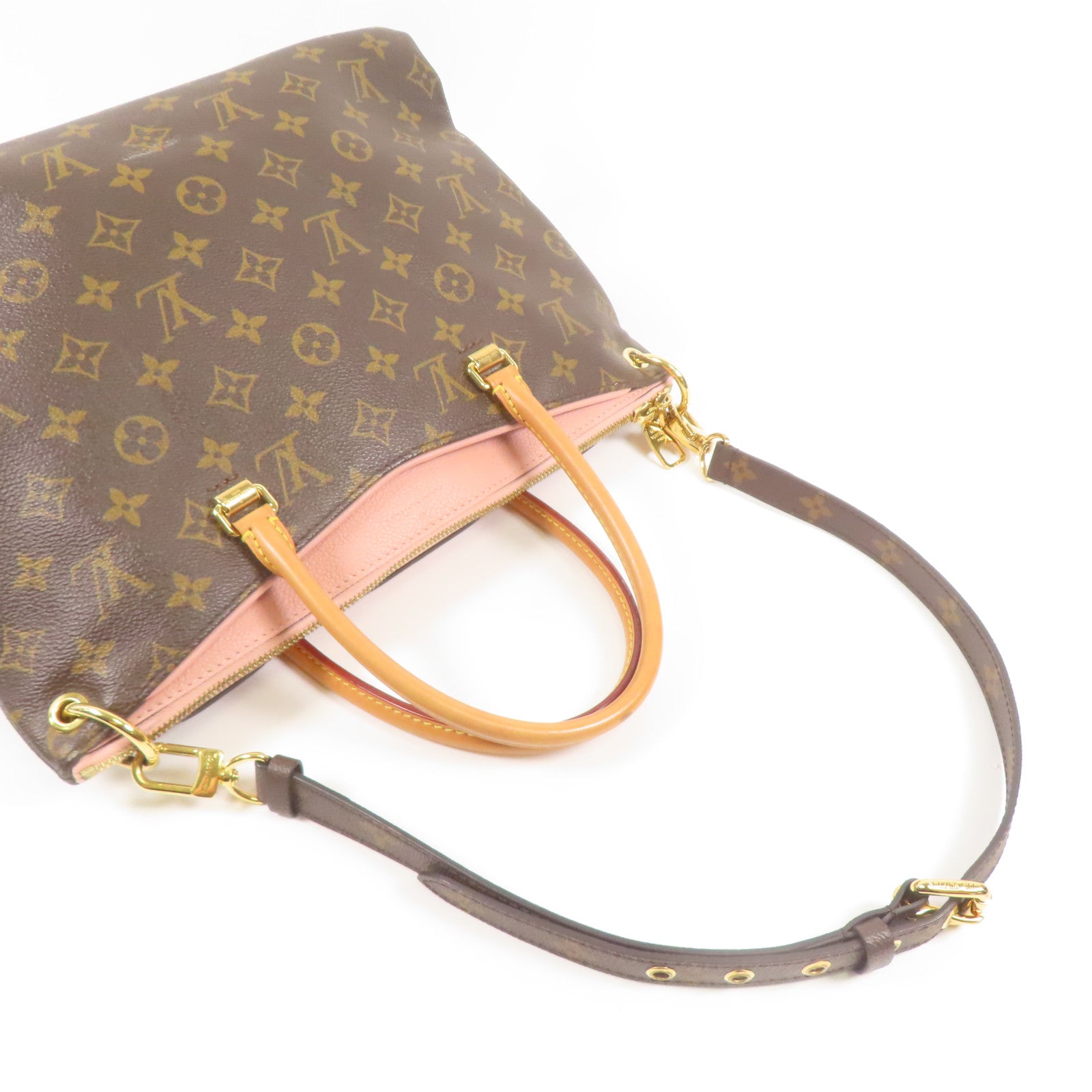 LOUIS VUITTON LV GHW Pallas MM 2way Shoulder Bag M43400 Monogram Brown/Pink