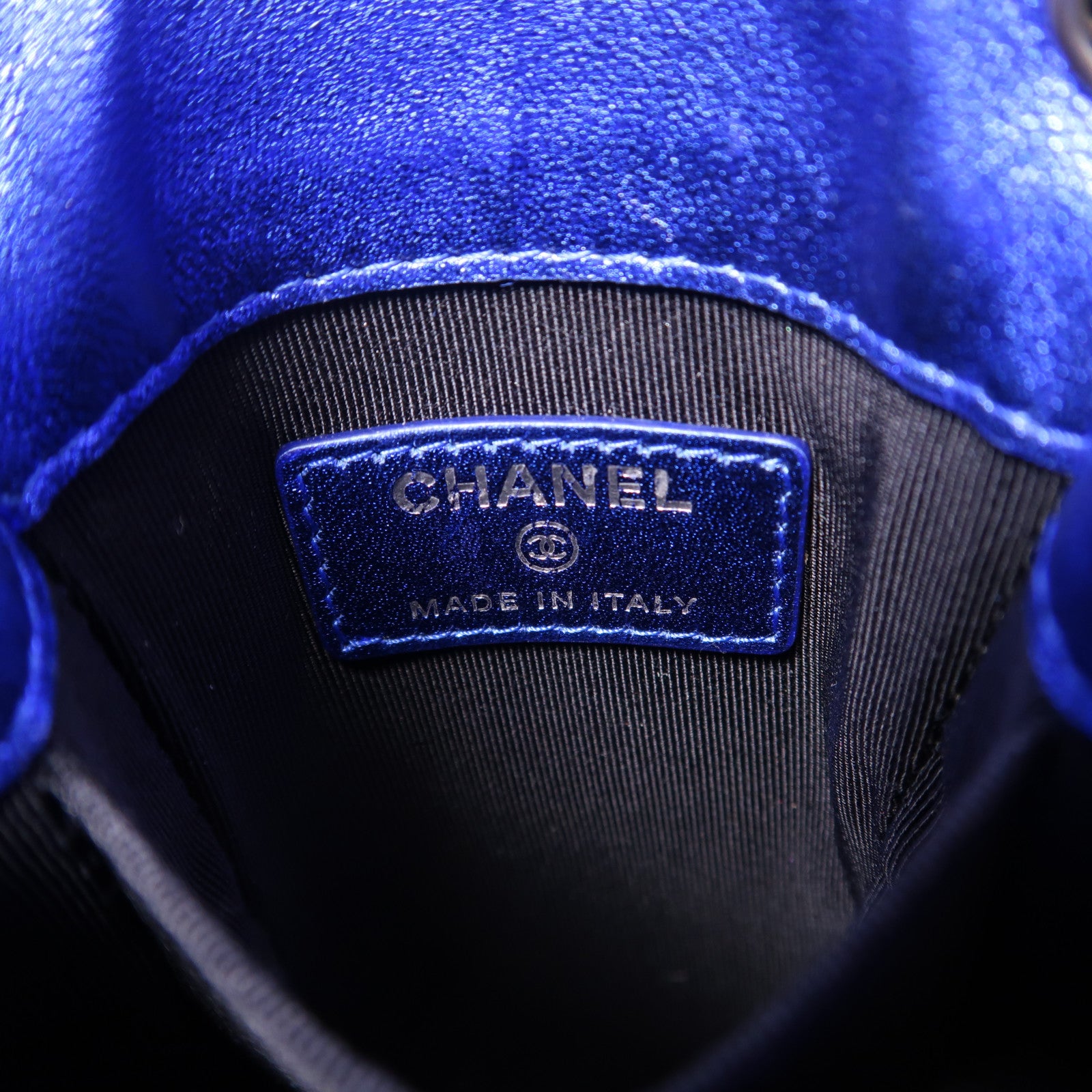 CHANEL CC Chain Shoulder Bag Patent Leather Blue