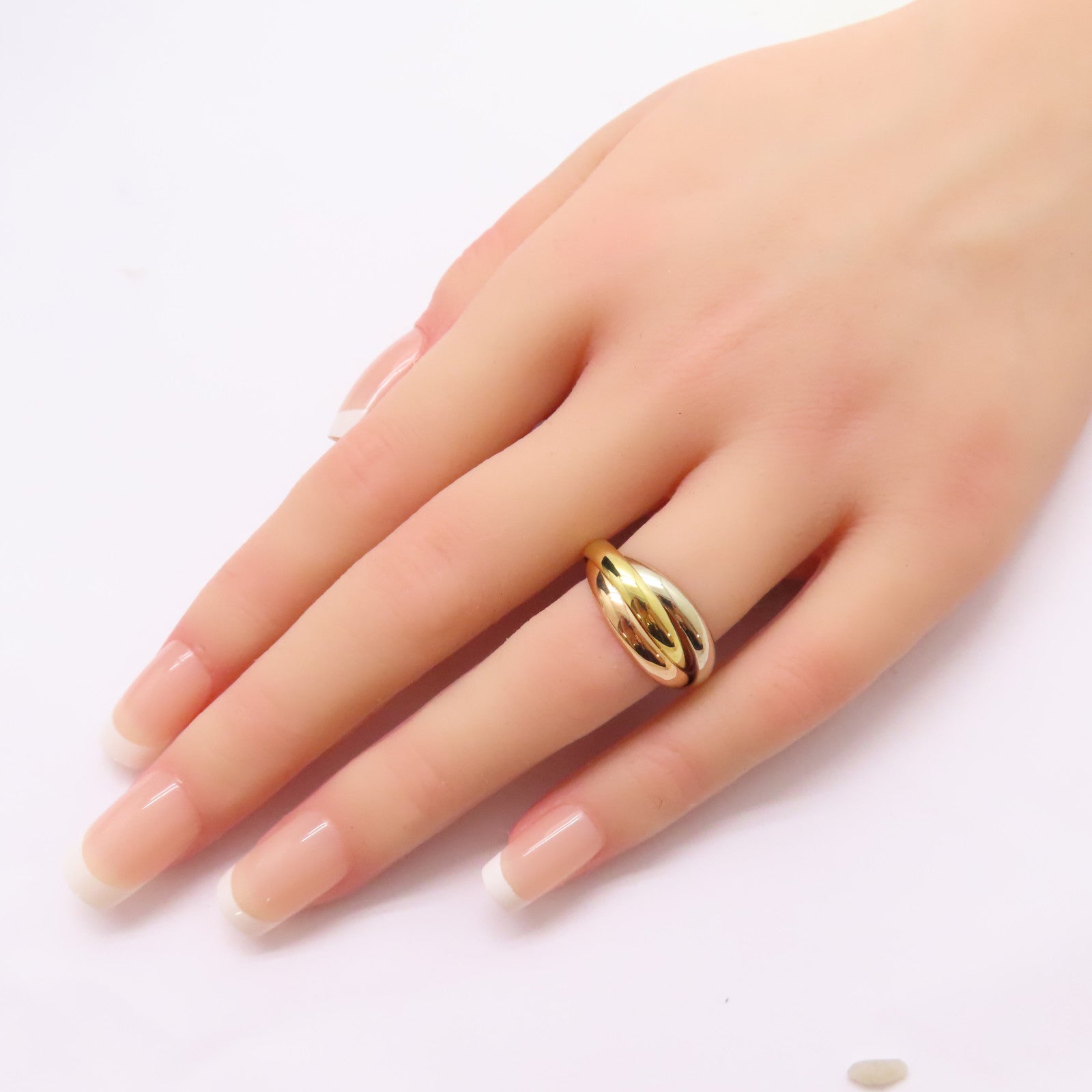CARTIER 18K黃金/白金/玫瑰金Trinity Ring戒指US#6/Cartier#52