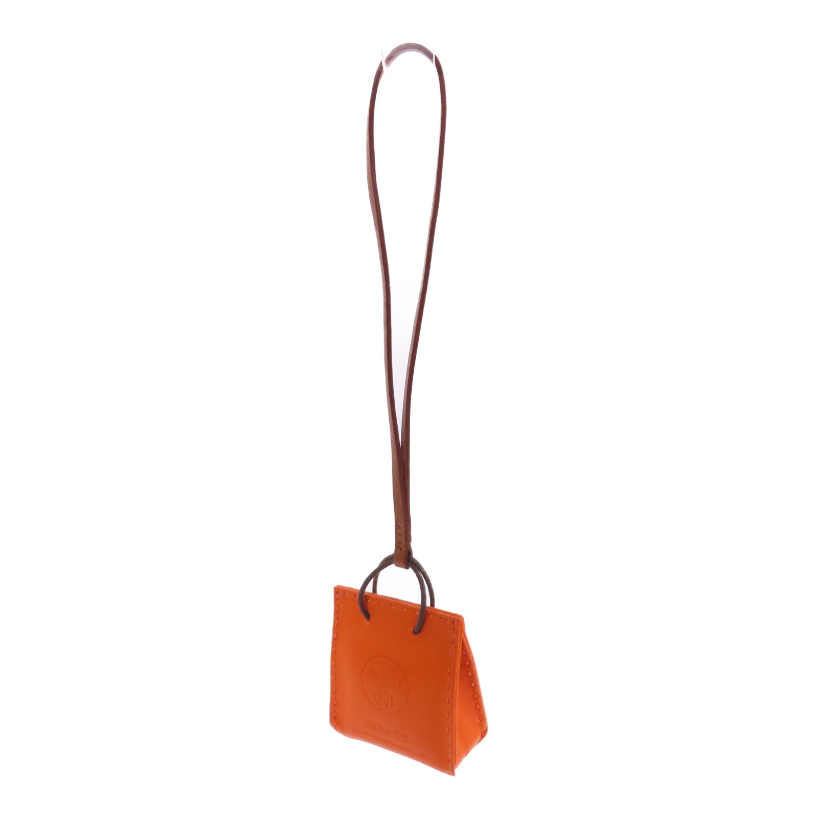 HERMES Swift皮革Shopping Bag Charm掛飾93 Orange經典橘