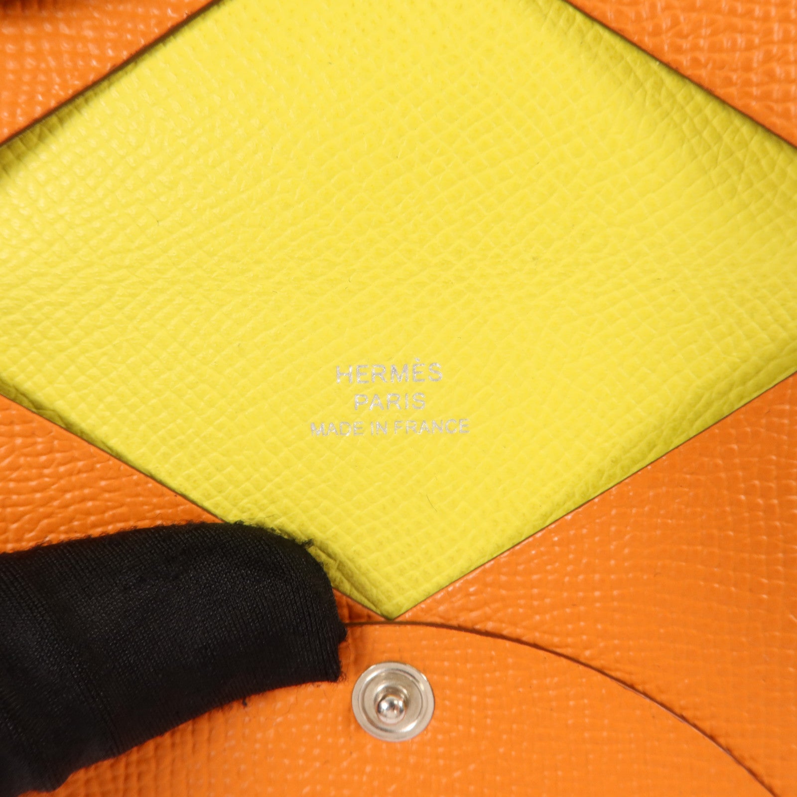 HERMES Epsom皮革Calvi Card Holder卡片套Orange/Lime