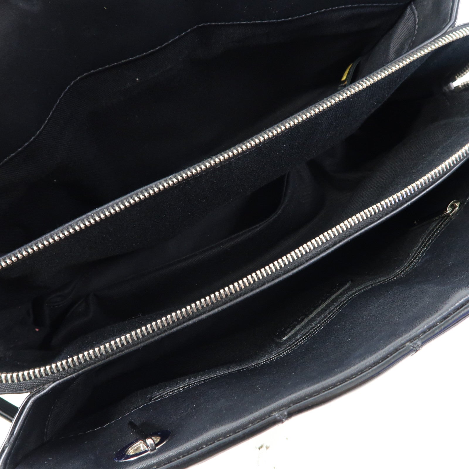 CHANEL 菱格漆皮皮革Chain Shoulder Bag銀扣鏈帶肩背袋黑色