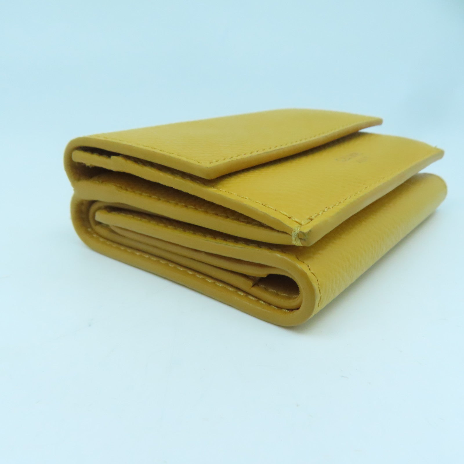 CELINE 【激減優惠】牛皮皮革Small Fold Wallet金扣錢包黃色