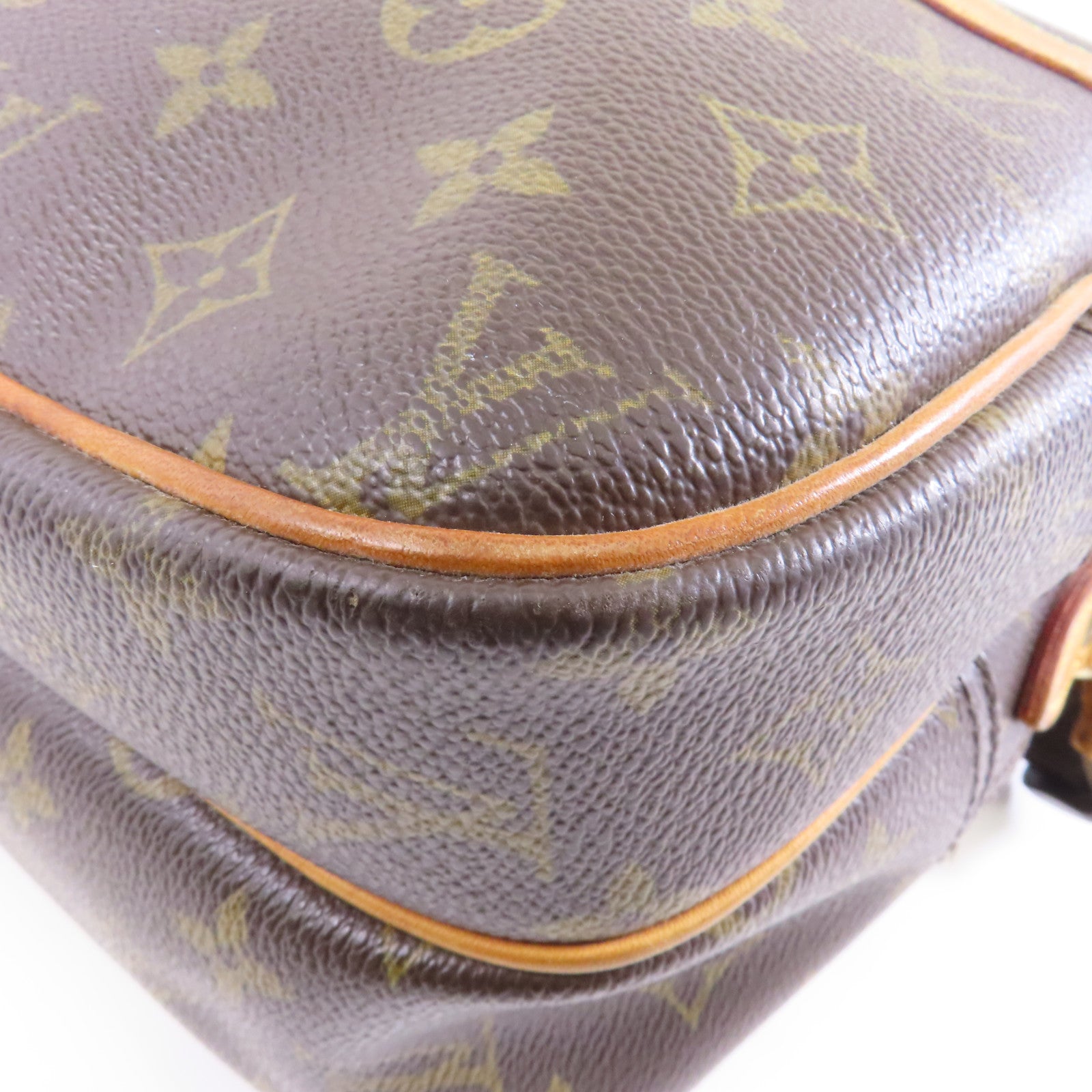 LOUIS VUITTON Monogram Reporter PM金扣肩背袋啡色