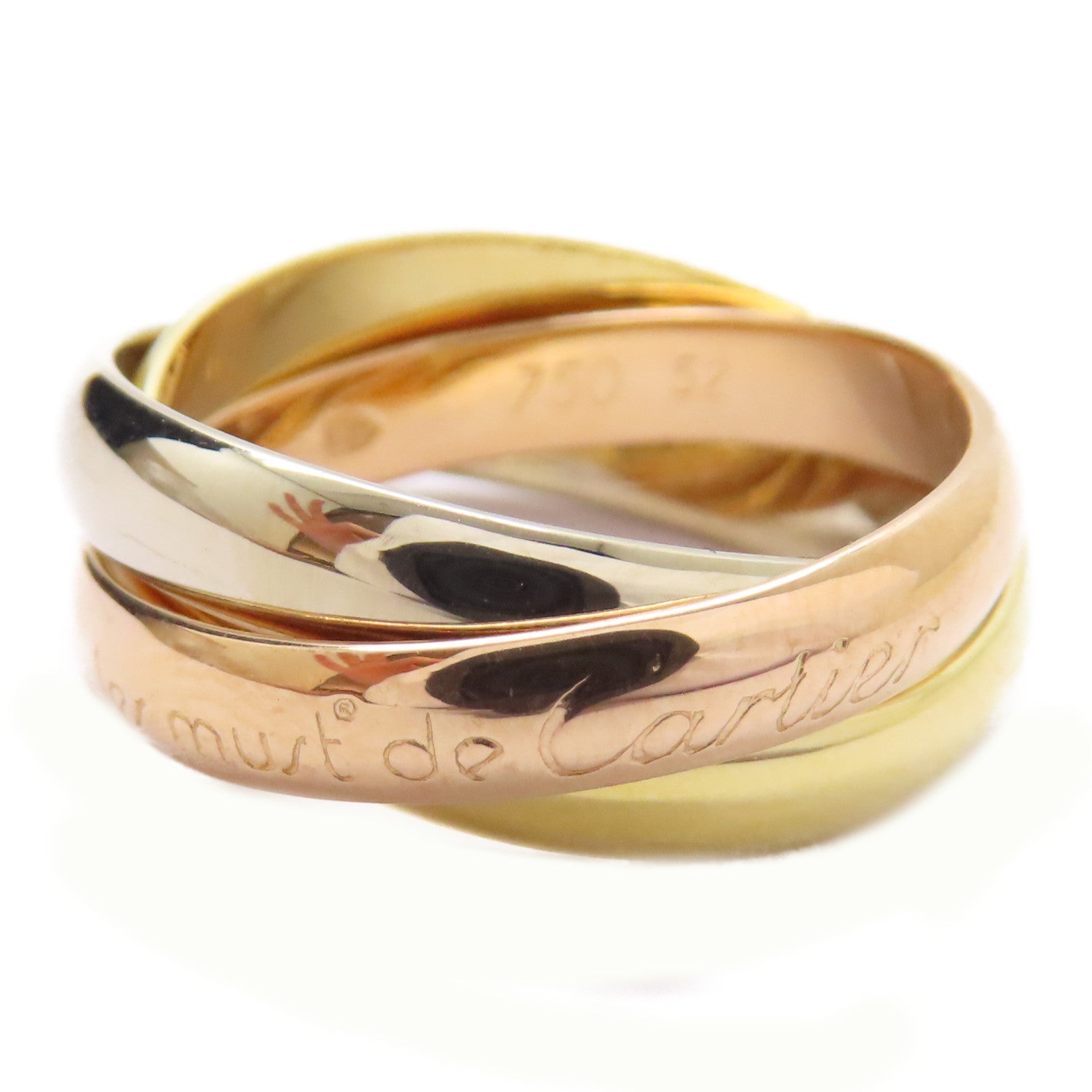 CARTIER 18K黃金/白金/玫瑰金Trinity Ring戒指US#6/Cartier#52