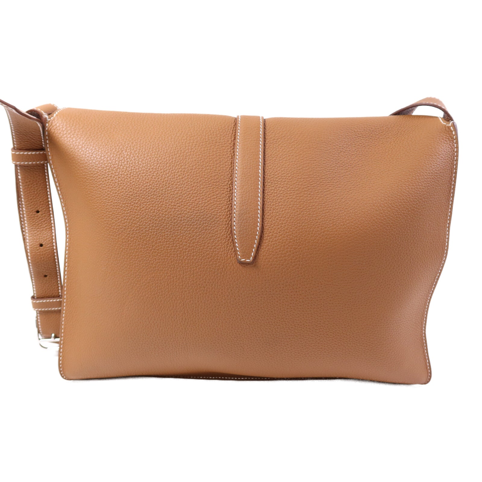 HERMES Togo皮革Steve Light Messenger銀扣肩背袋Gold